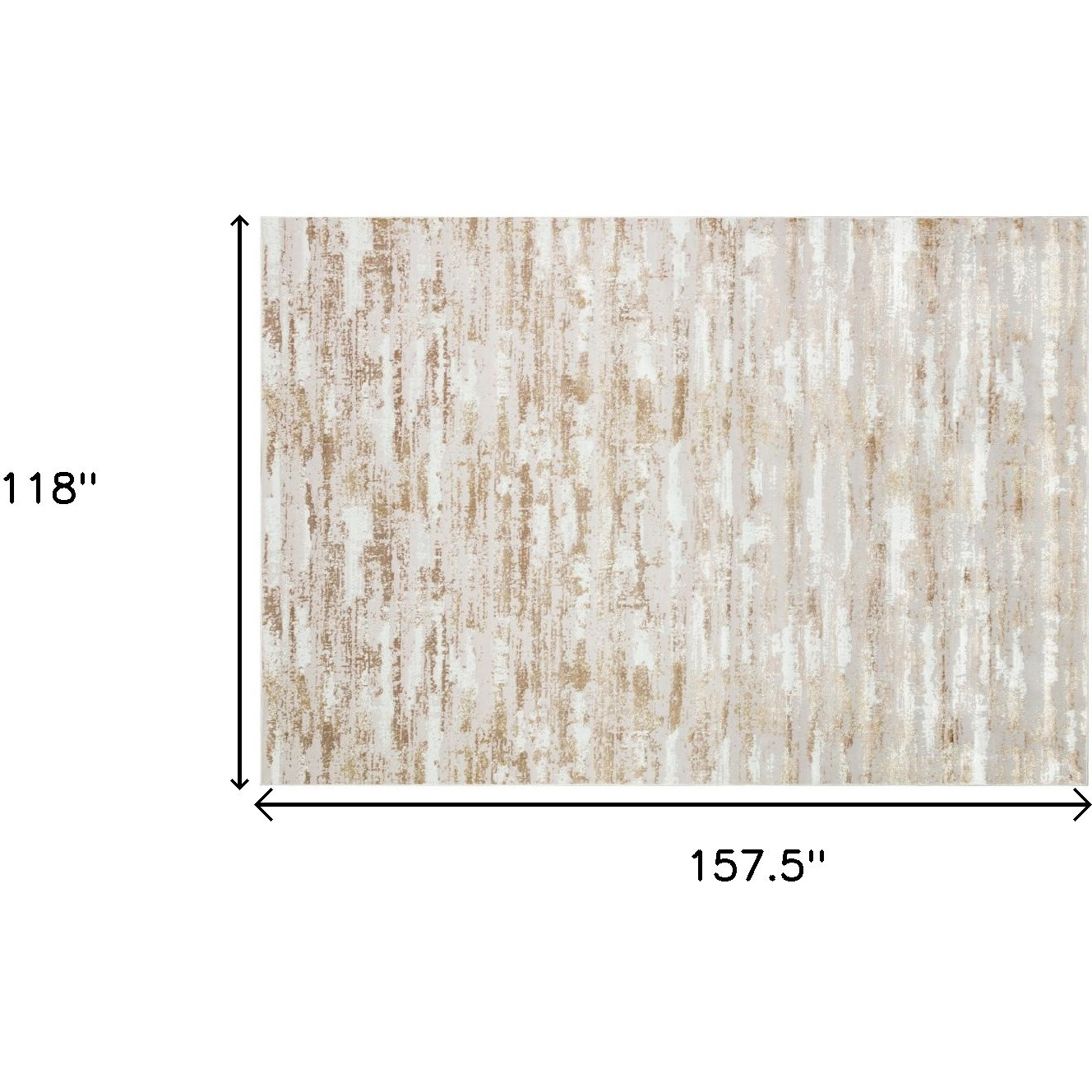 10' X 13' Gold and Ivory Abstract Washable Non Skid Area Rug