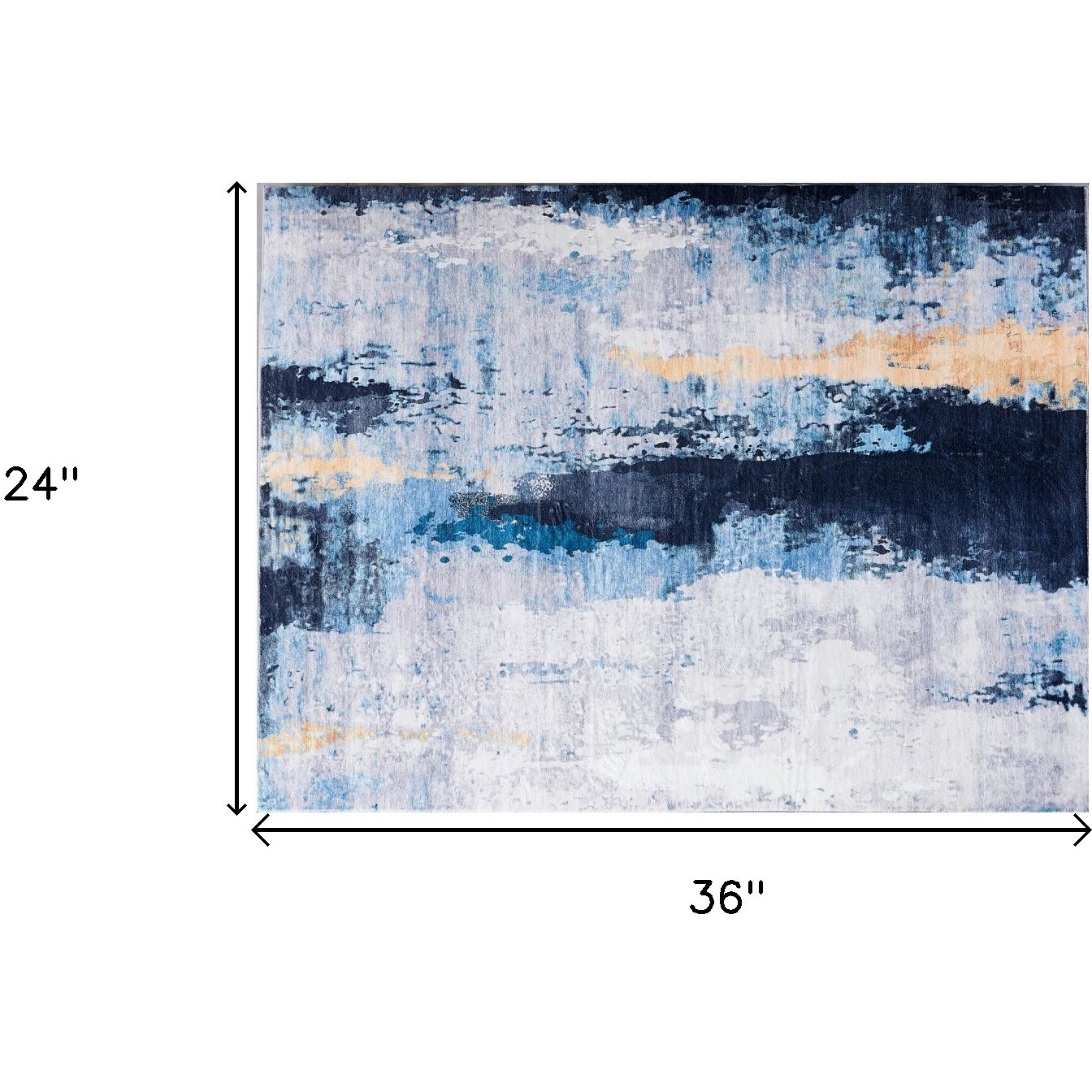 2' X 3' Blue and Yellow Abstract Printed Washable Non Skid Area Rug