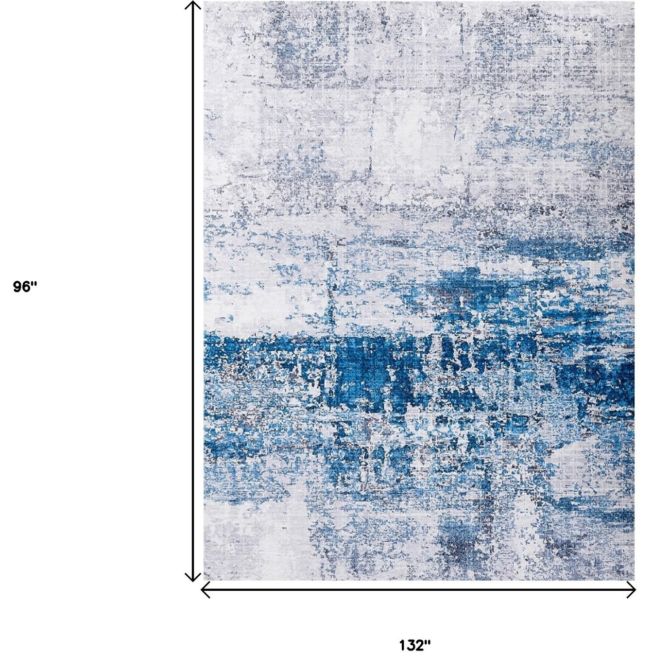 8' X 11' Gray and Blue Abstract Shag Printed Washable Non Skid Area Rug