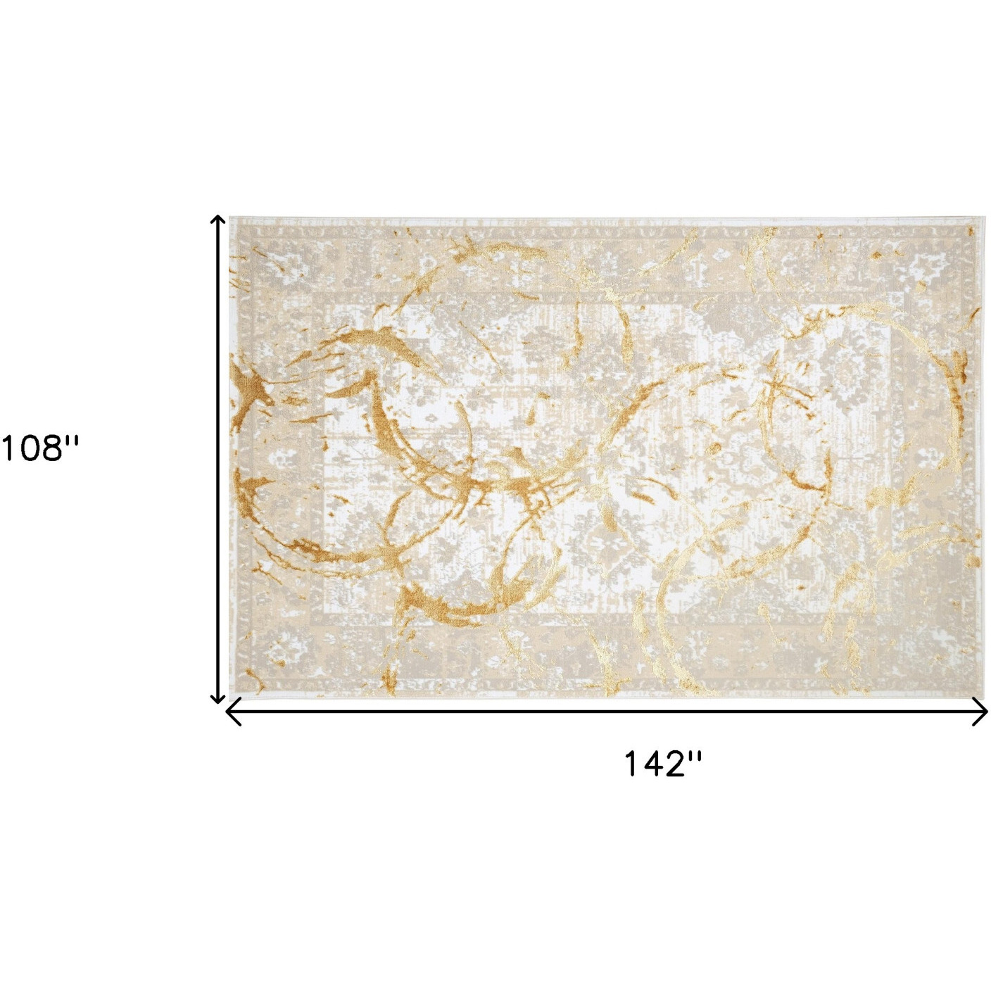 9' X 12' Beige and Gold Abstract Area Rug