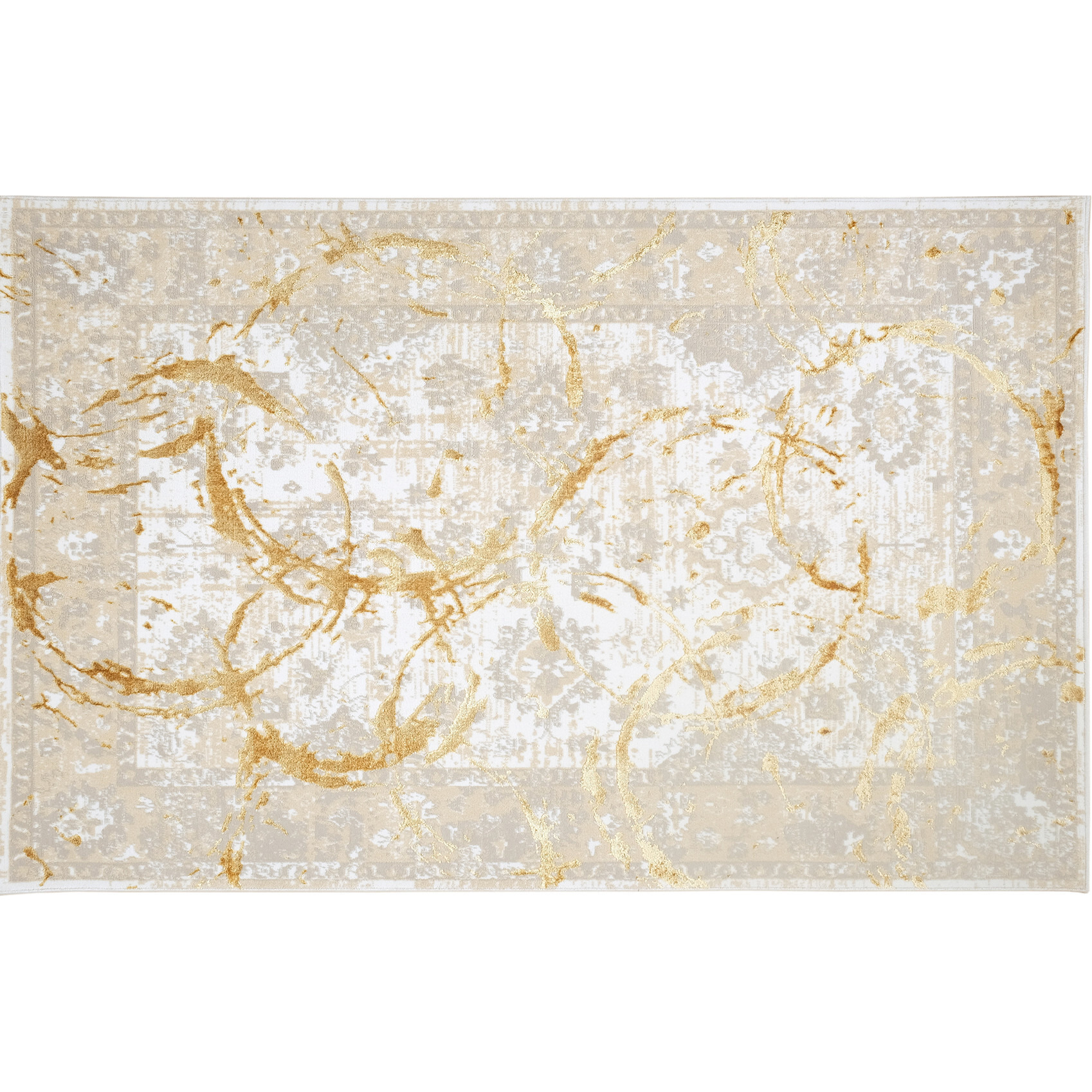 9' X 12' Beige and Gold Abstract Area Rug
