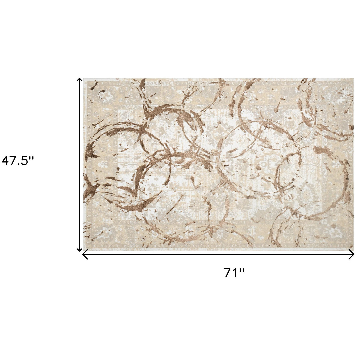 4' X 6' Beige and Gold Abstract Area Rug