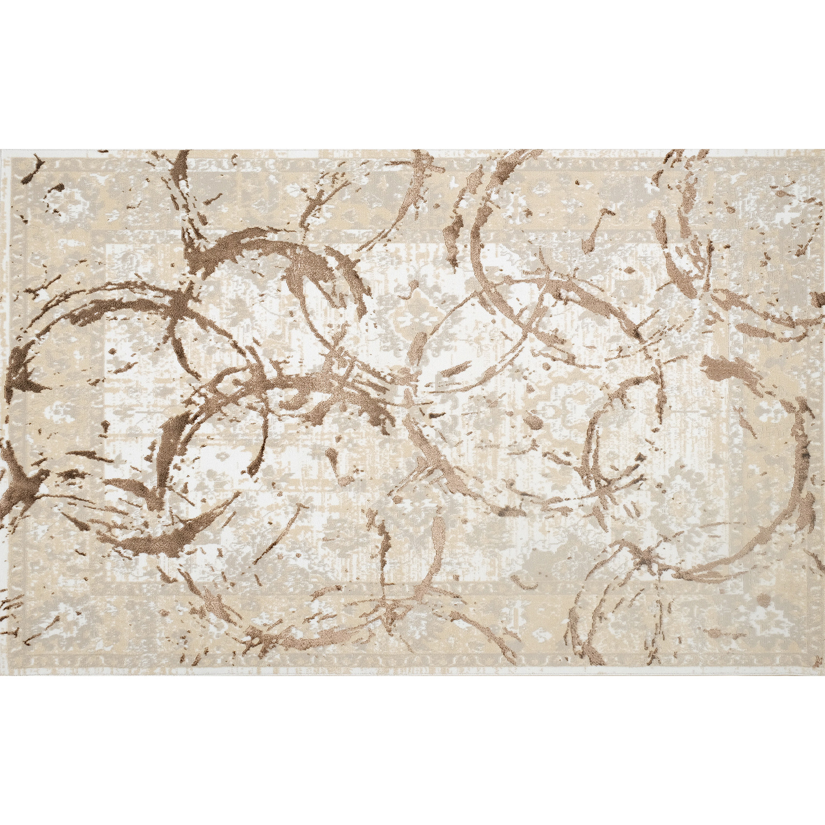 4' X 6' Beige and Gold Abstract Area Rug