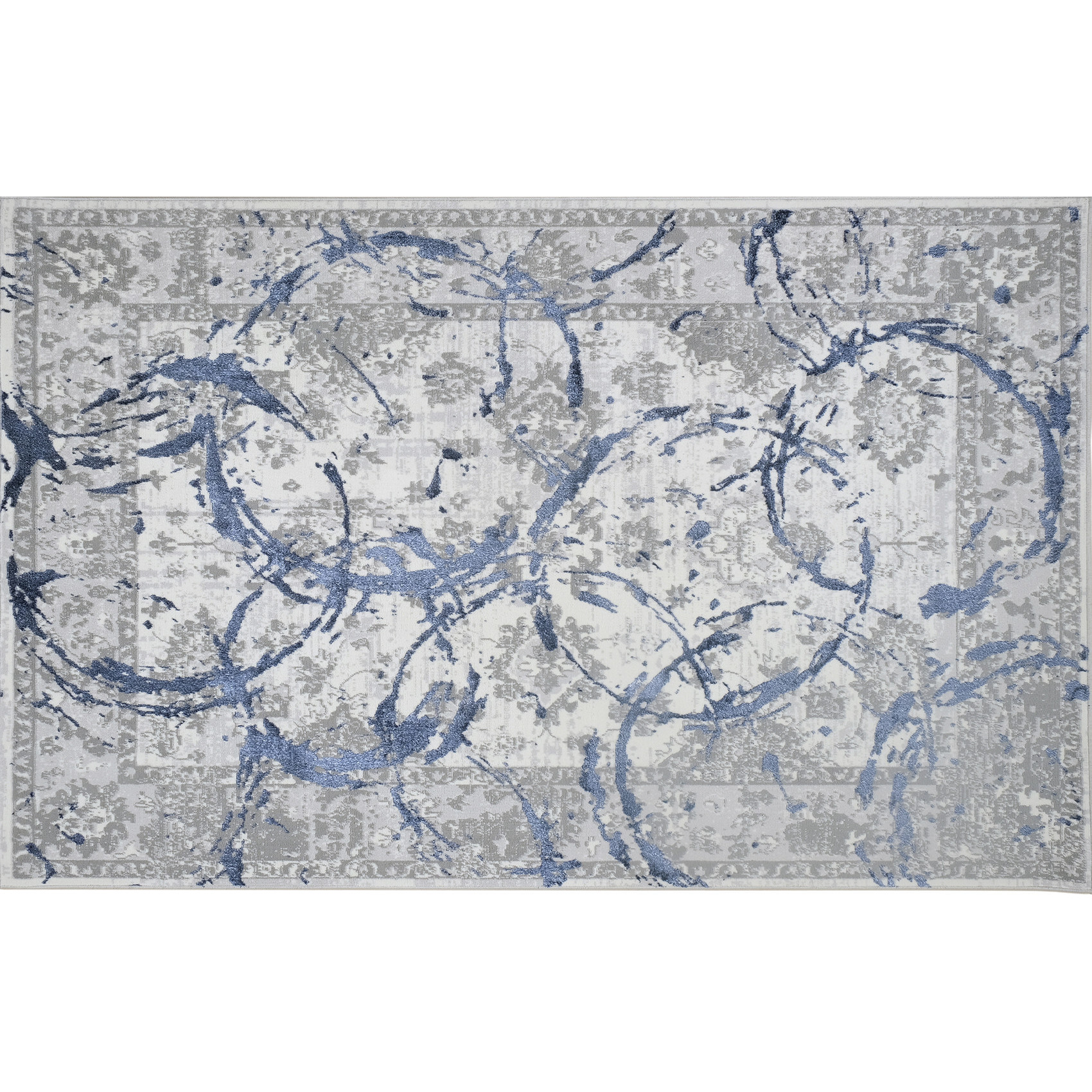 9' X 12' Blue and Gray Abstract Area Rug