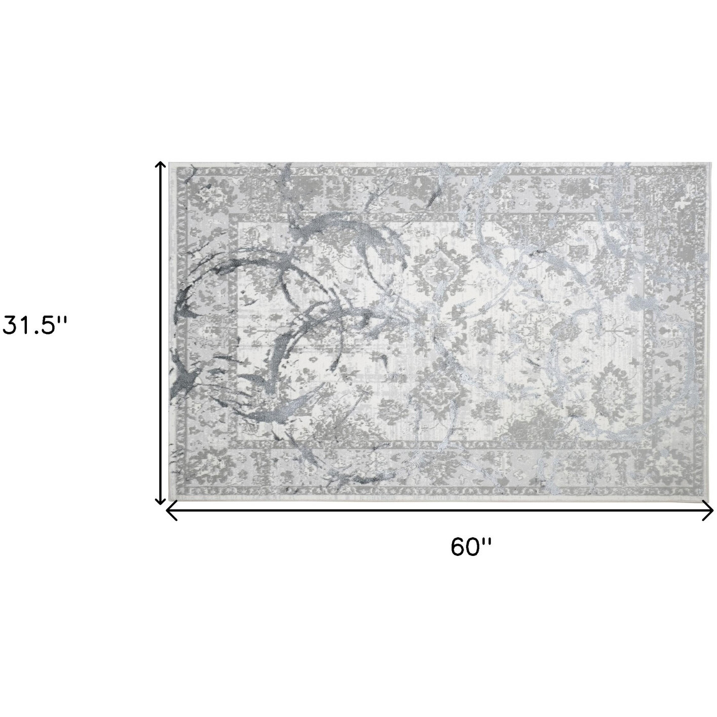 3' X 5' Gray and Silver Abstract Area Rug