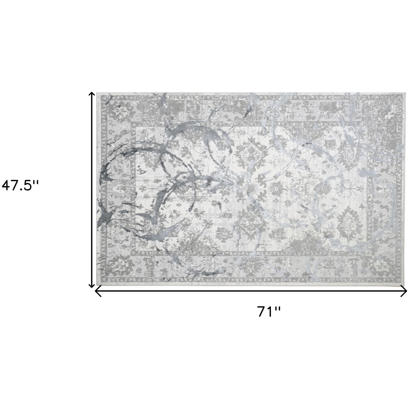 4' X 6' Gray and Silver Abstract Area Rug