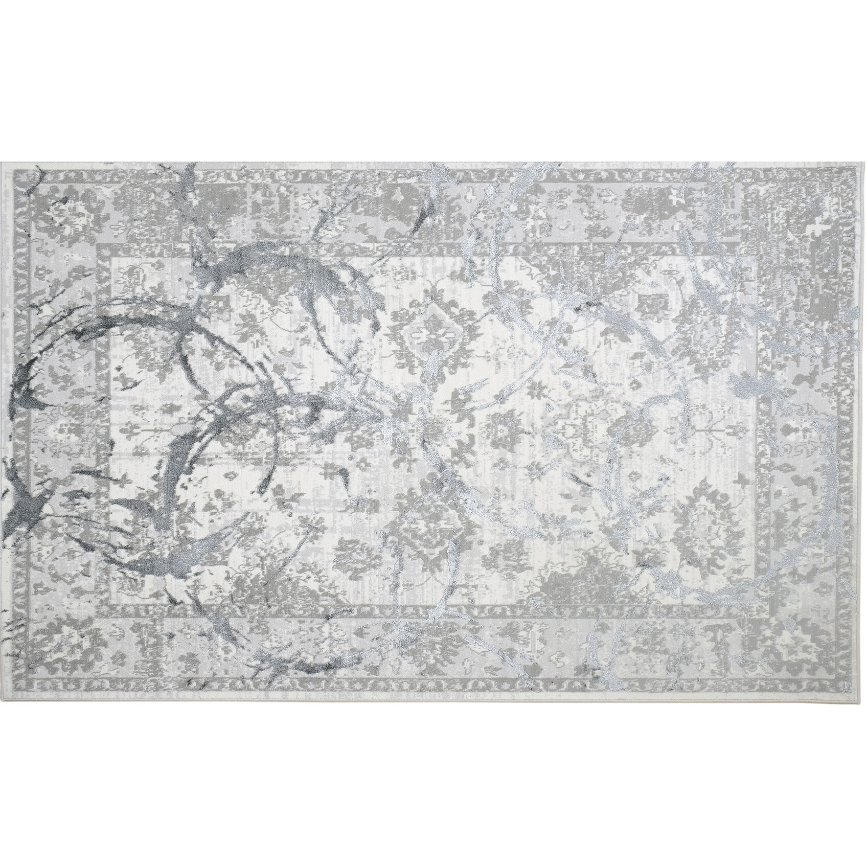 4' X 6' Gray and Silver Abstract Area Rug