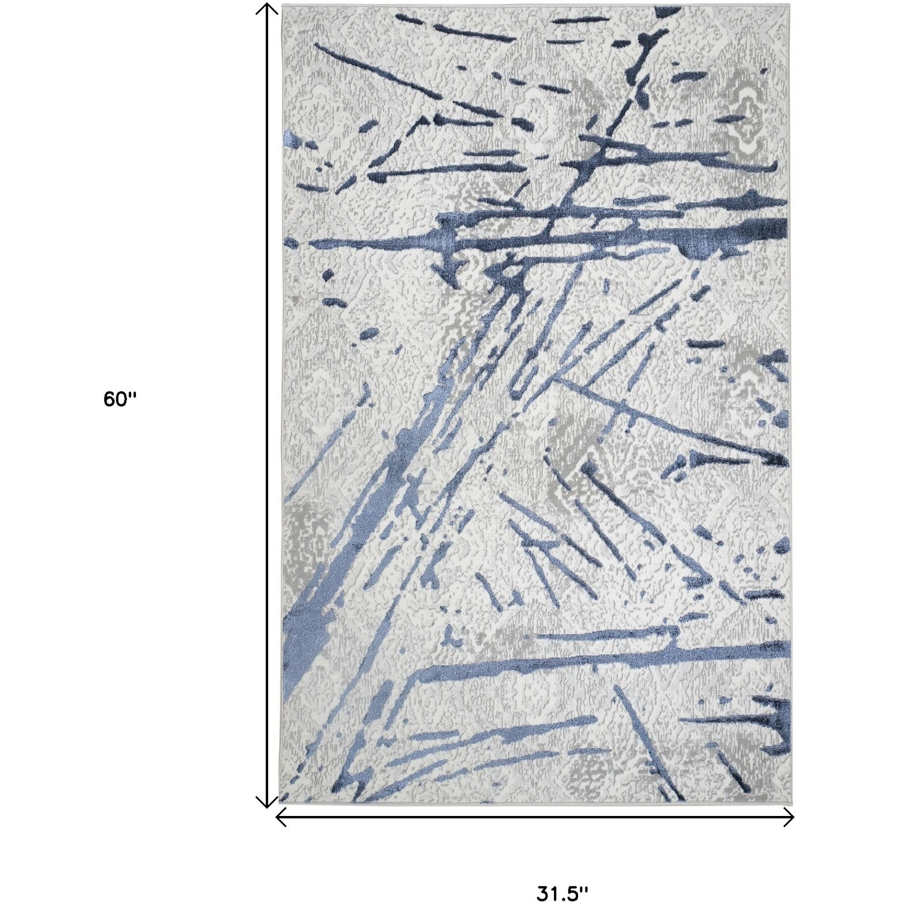 3' X 5' Ivory and Blue Abstract Area Rug