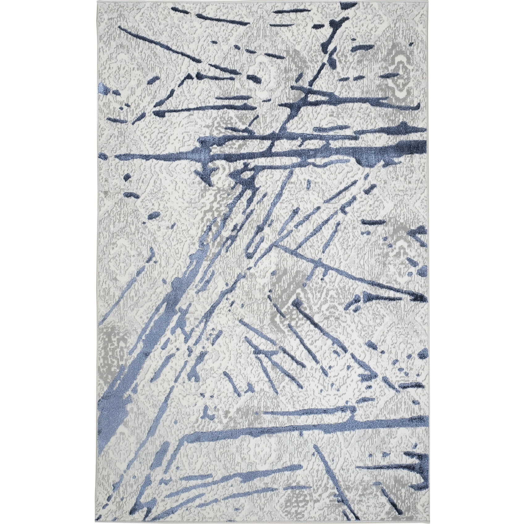 3' X 5' Ivory and Blue Abstract Area Rug