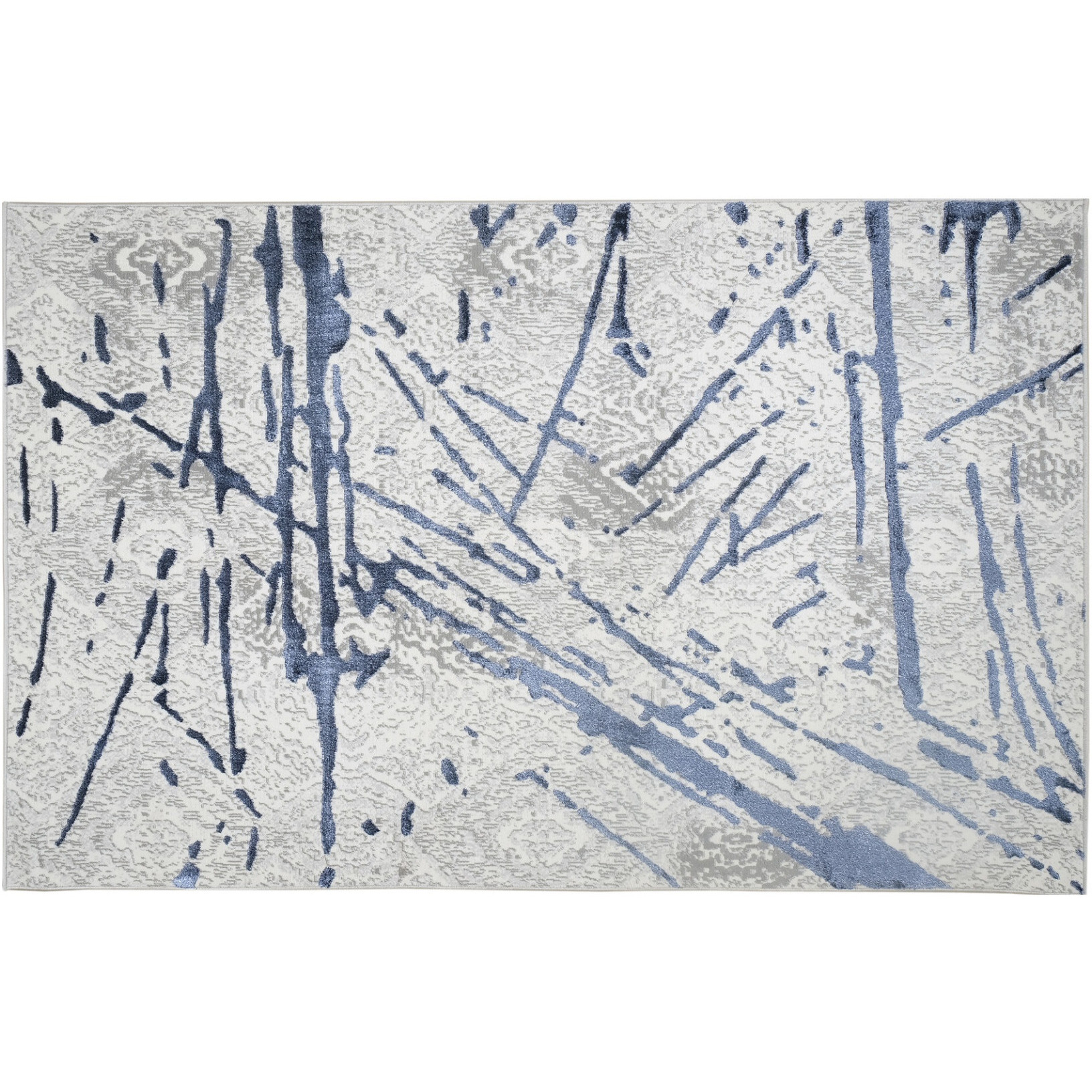 4' X 6' Ivory and Blue Abstract Area Rug