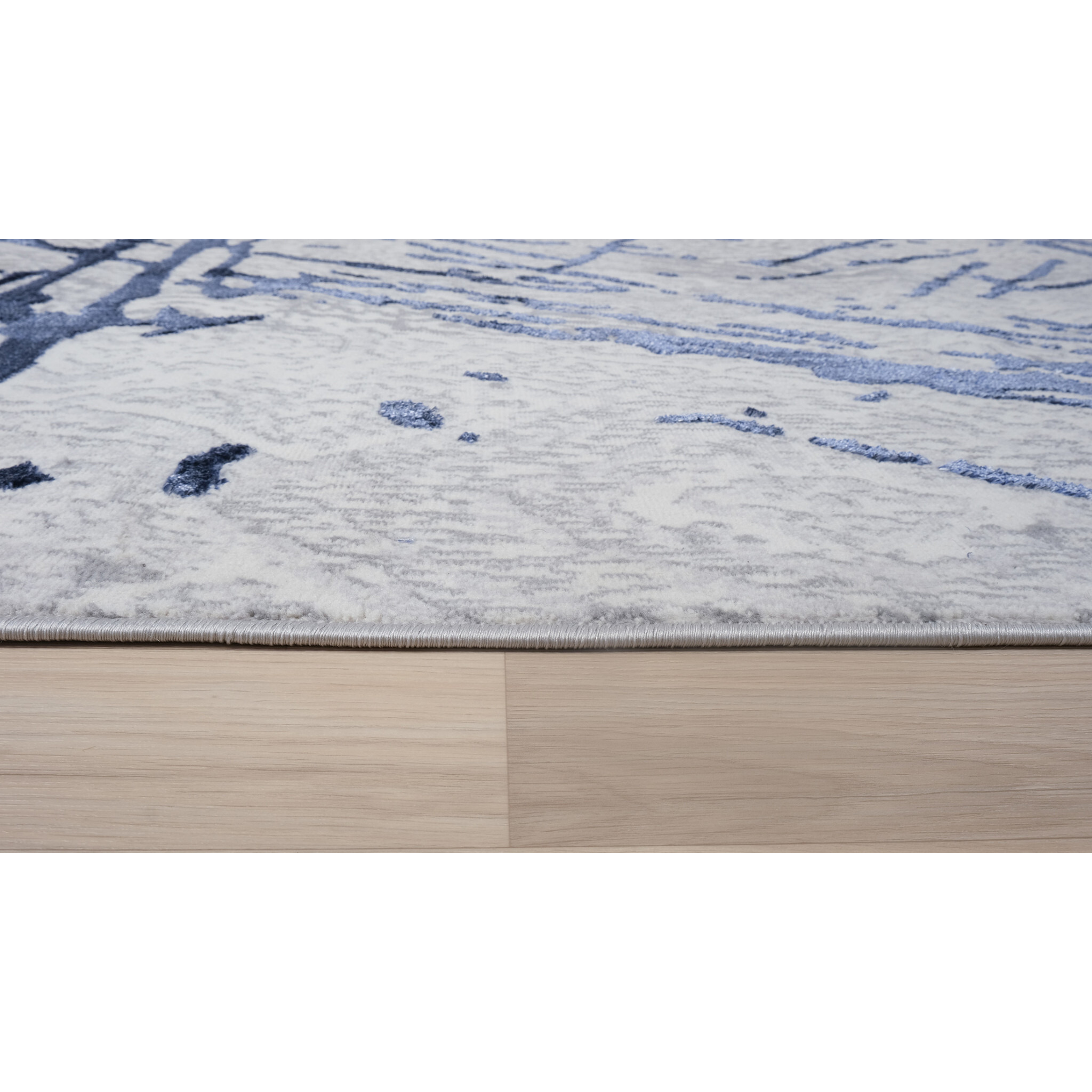 4' X 6' Ivory and Blue Abstract Area Rug