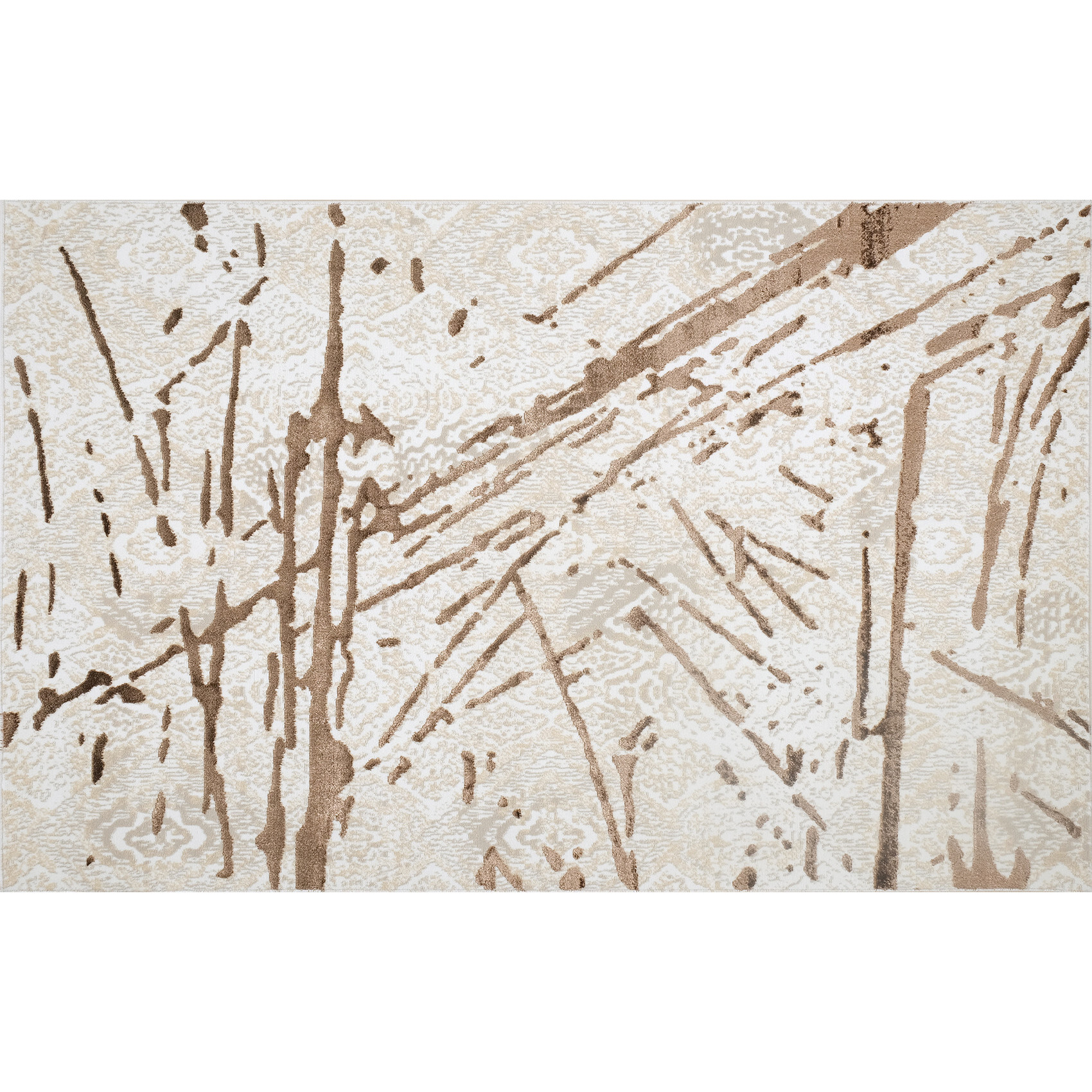 4' X 6' Ivory and Brown Abstract Area Rug