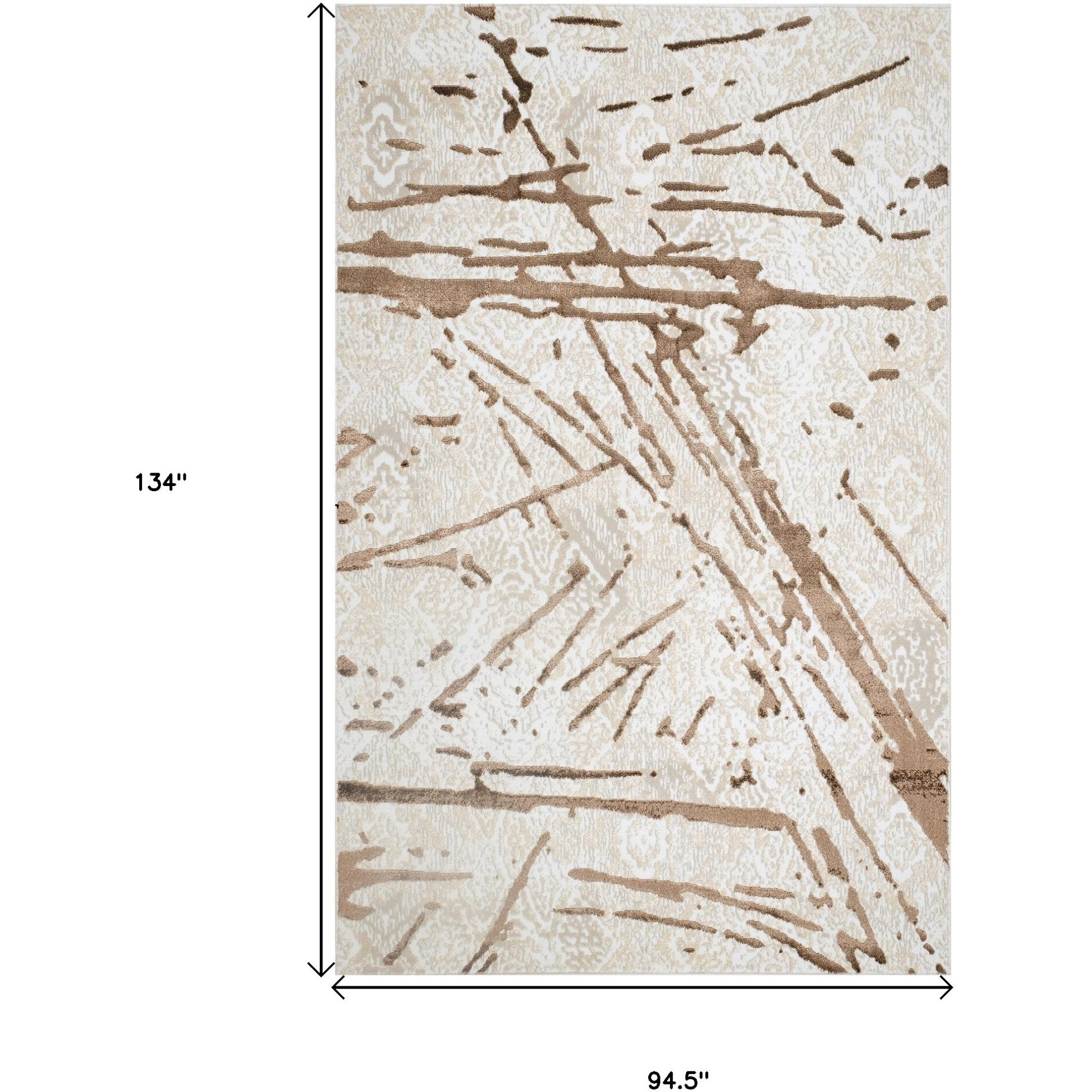 8' X 11' Ivory and Brown Abstract Area Rug