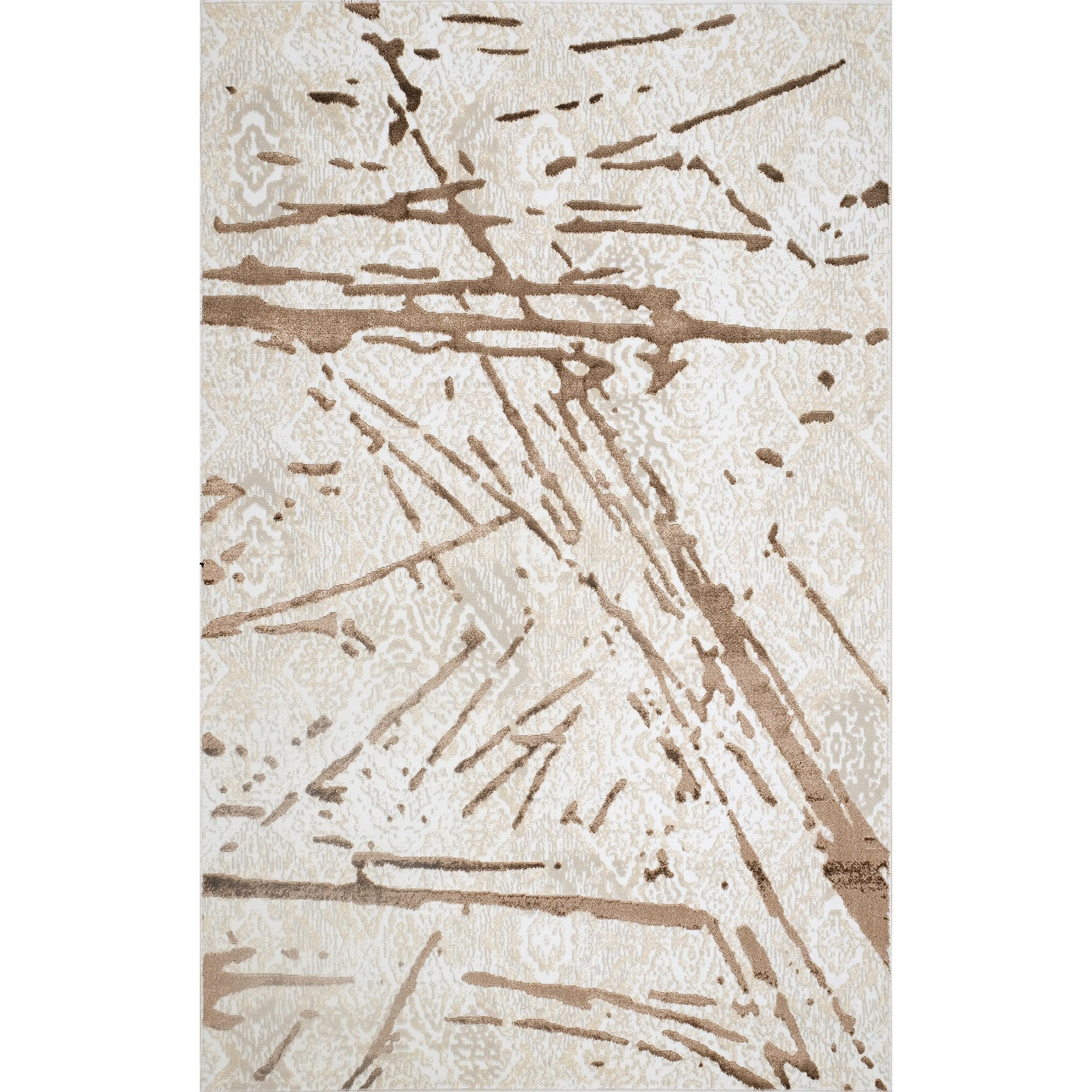 8' X 11' Ivory and Brown Abstract Area Rug