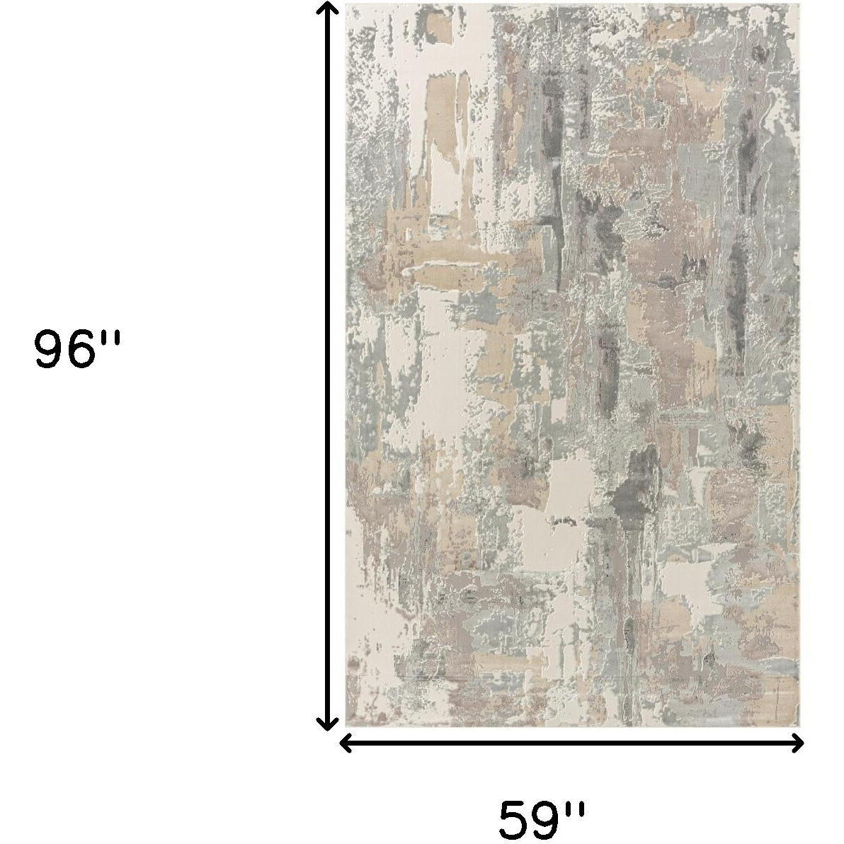 5' X 8' Gray and Beige Abstract Area Rug