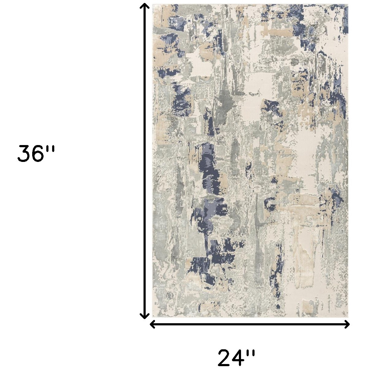 2' X 3' Blue and Beige Abstract Area Rug