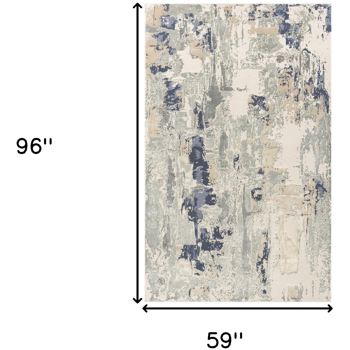 5' X 8' Blue and Beige Abstract Area Rug