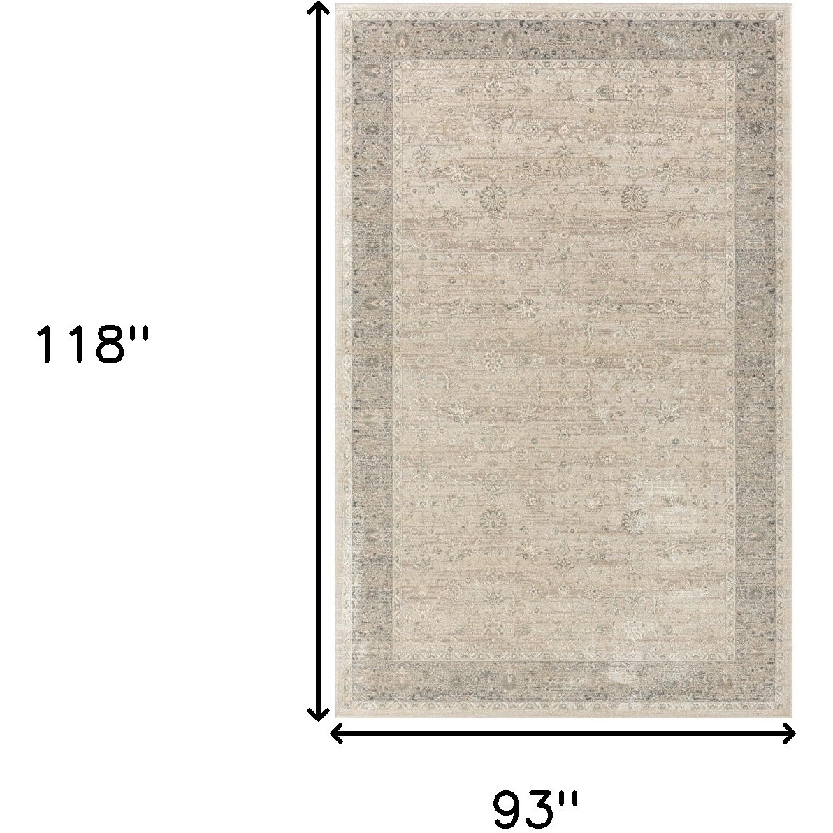 8' X 10' Beige and Ivory Floral Area Rug