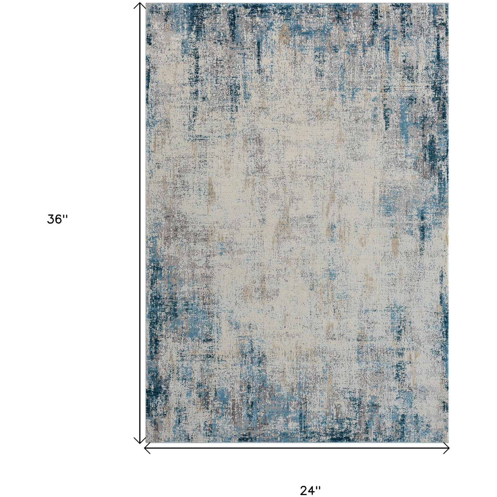 2' X 3' Blue and Ivory Abstract Area Rug