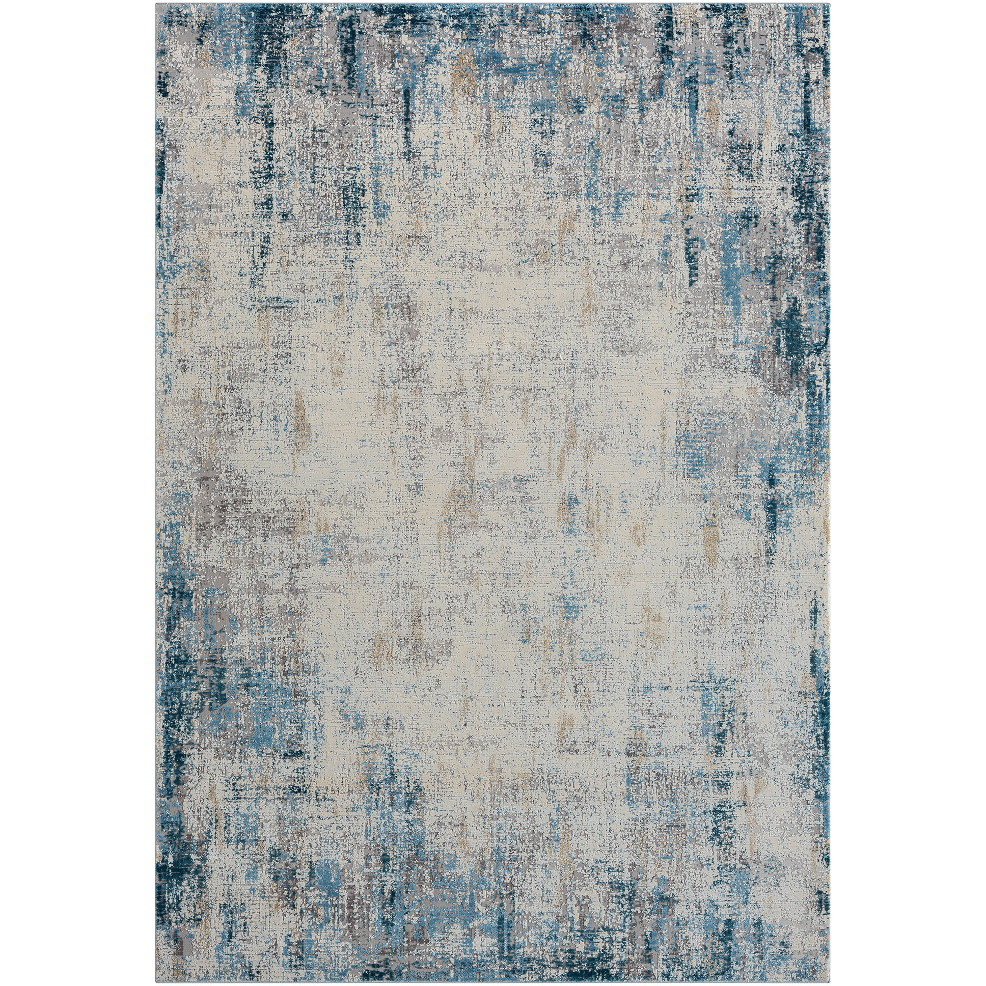 2' X 3' Blue and Ivory Abstract Area Rug