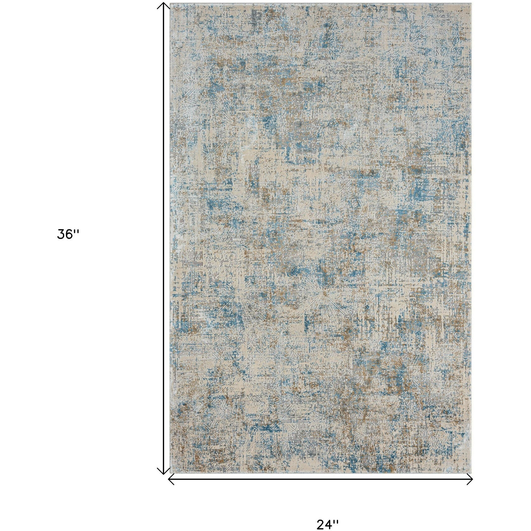 2' X 3' Blue and Ivory Abstract Area Rug