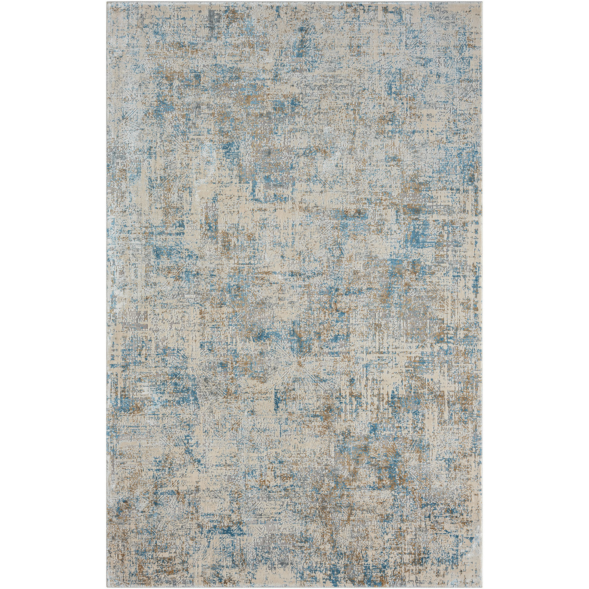 2' X 3' Blue and Ivory Abstract Area Rug