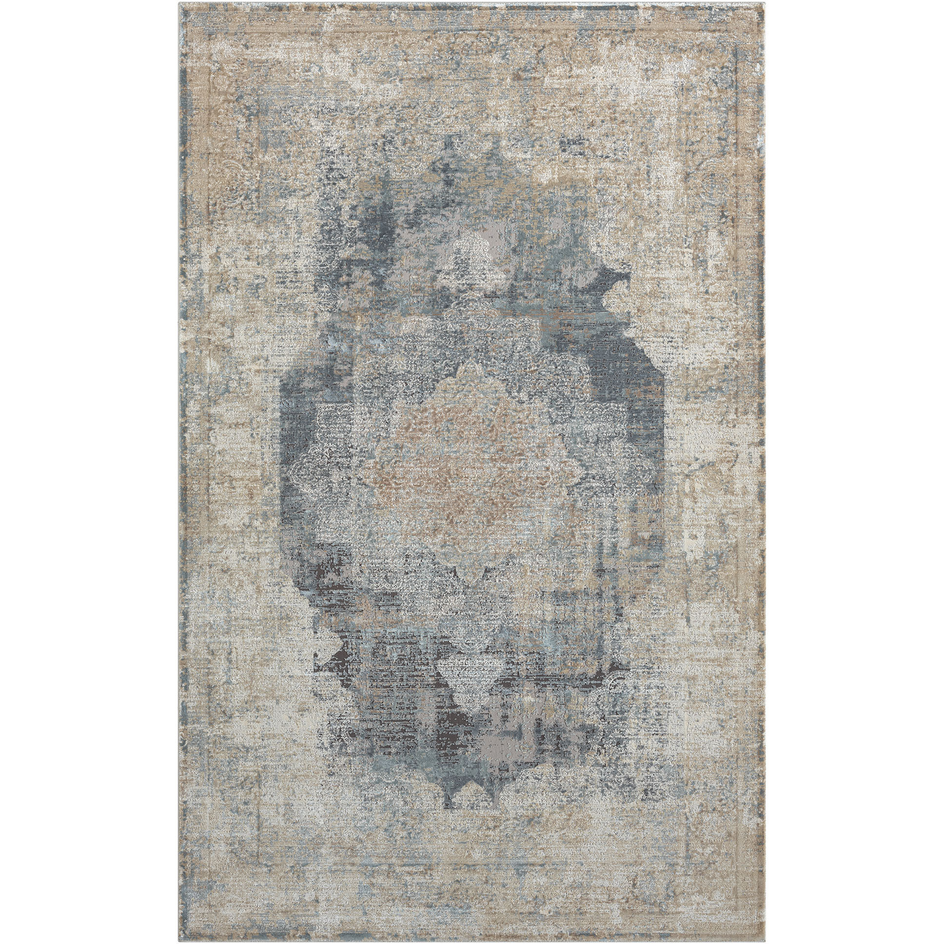 9' X 12' Beige and Gray Medallion Area Rug