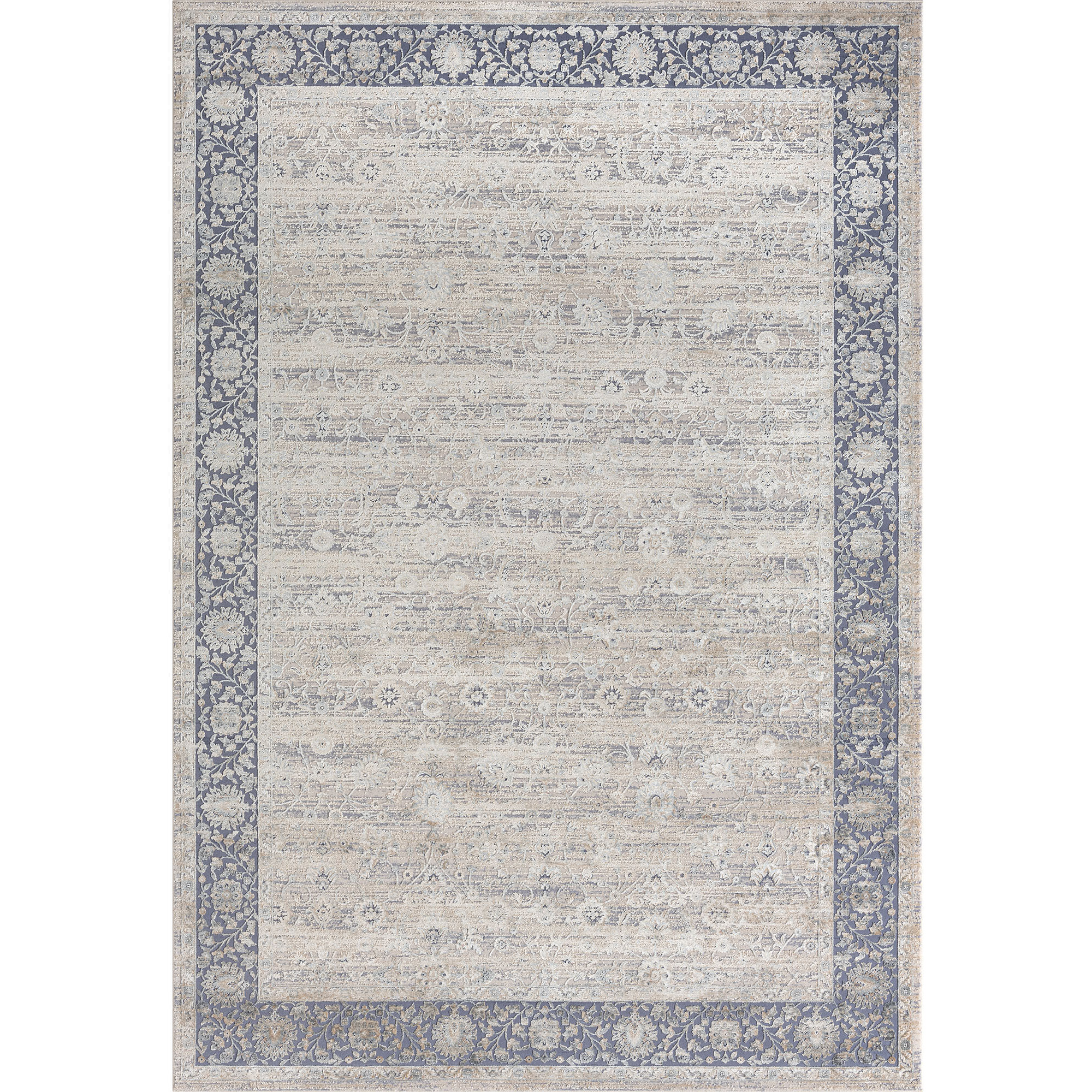 2' X 3' Blue and Beige Floral Area Rug