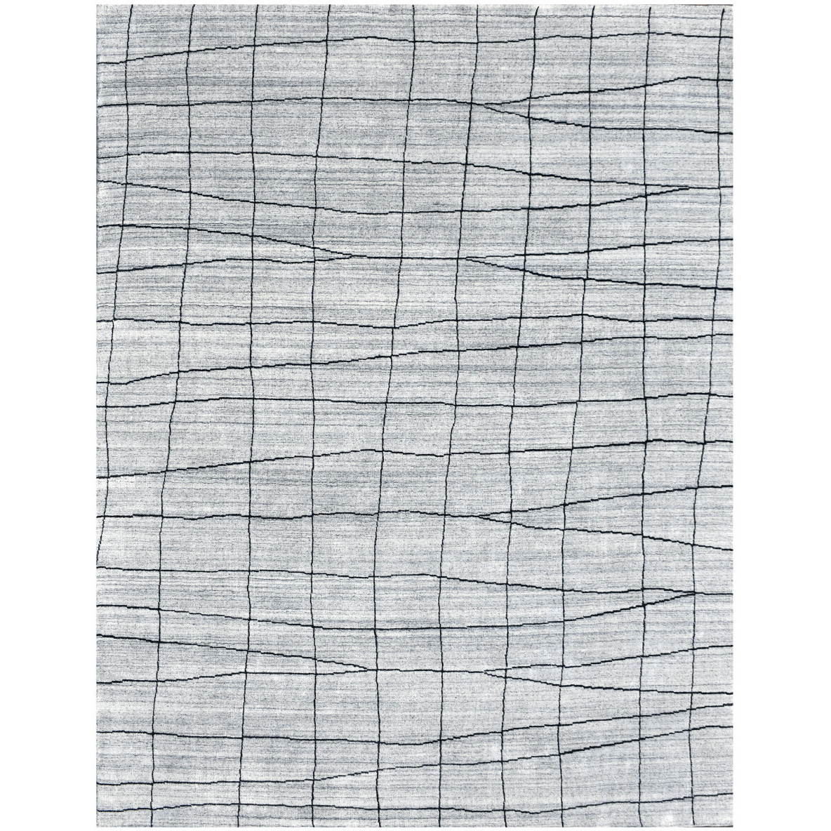 8' X 10' Gray and Black Wool Abstract Geometric Hand Loomed Area Rug