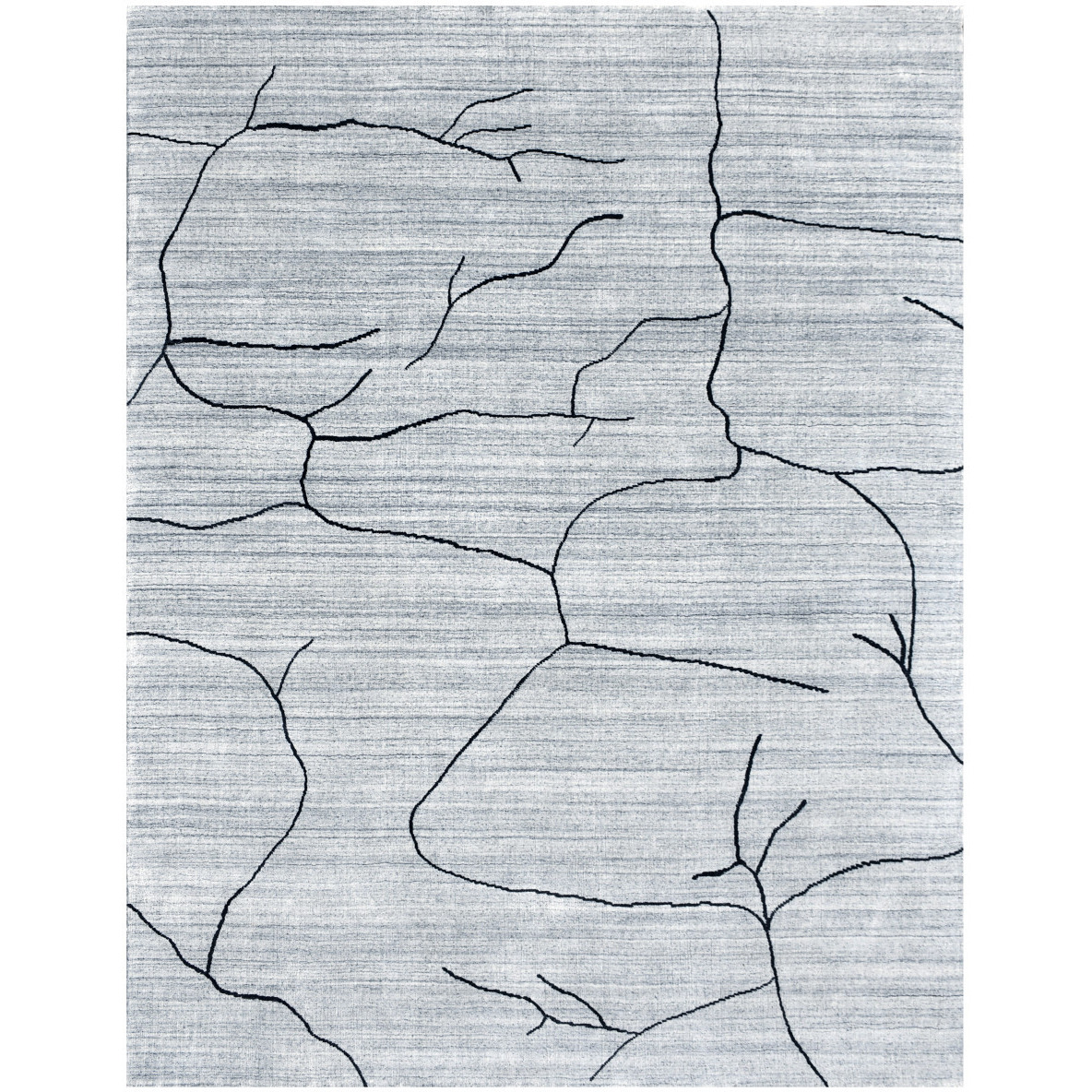 8' X 10' Gray and Black Abstract Hand Loomed Area Rug