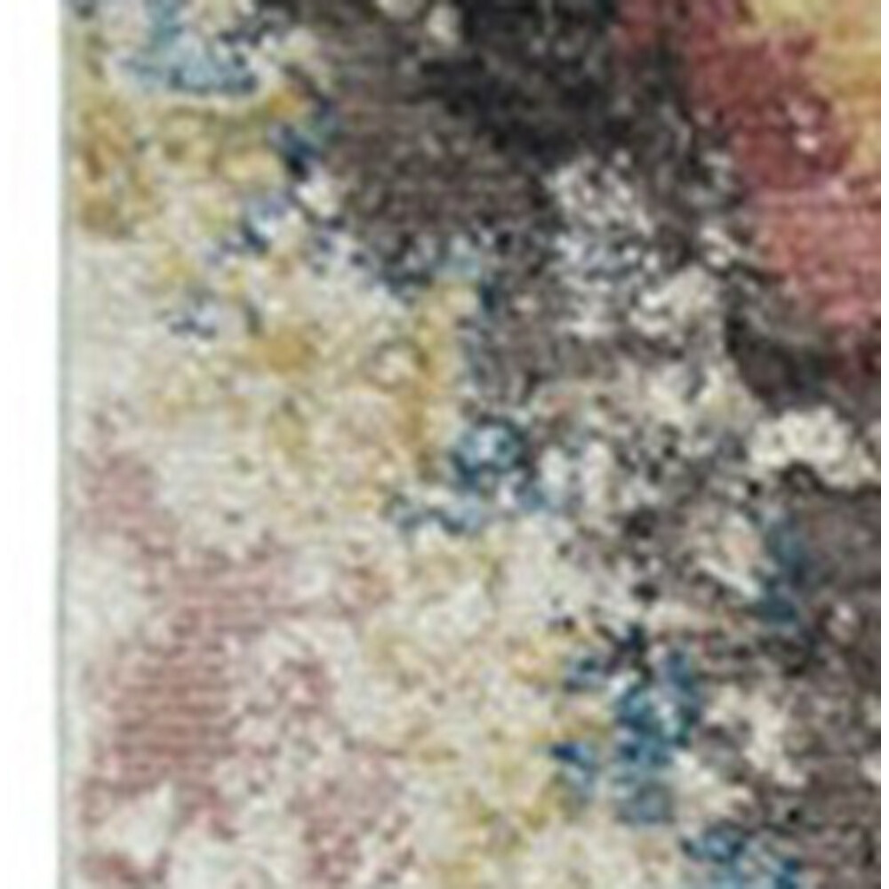 2' X 3' Blue Geometric Distressed Area Rug With Fringe