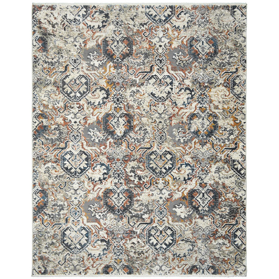 5' X 8' Rust Oriental Distressed Area Rug With Fringe