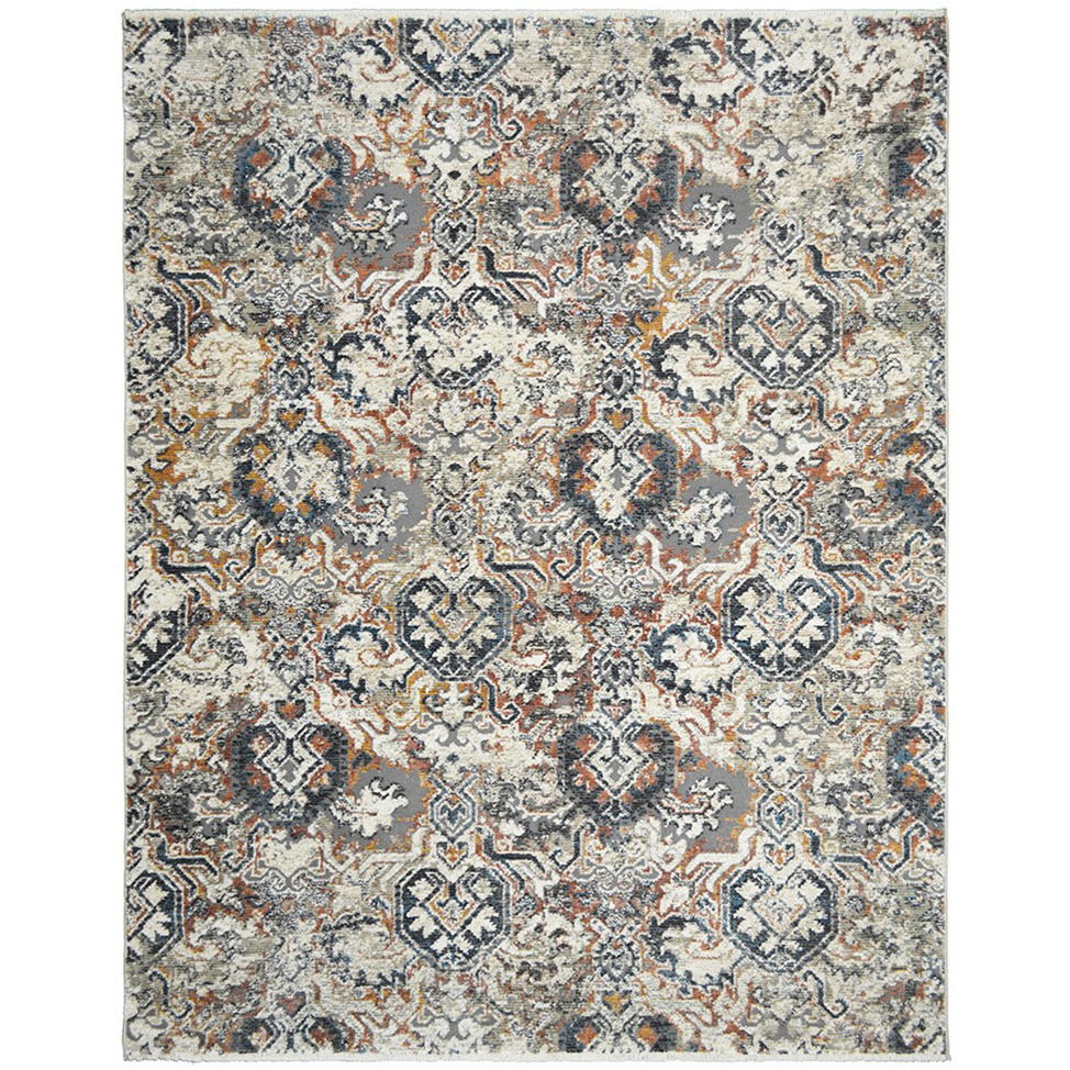 5' X 8' Rust Oriental Distressed Area Rug With Fringe