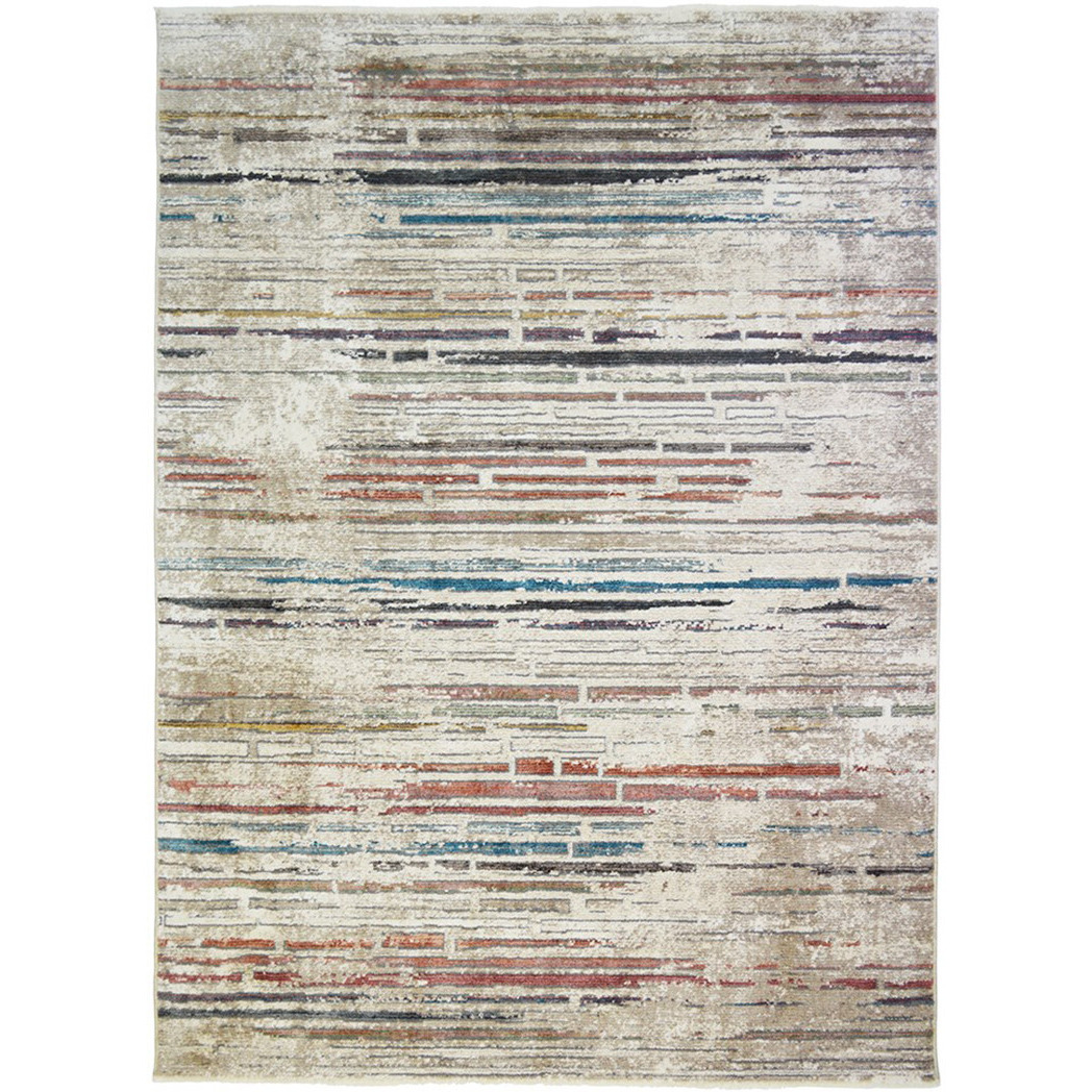 2' X 3' Beige Geometric Distressed Area Rug With Fringe