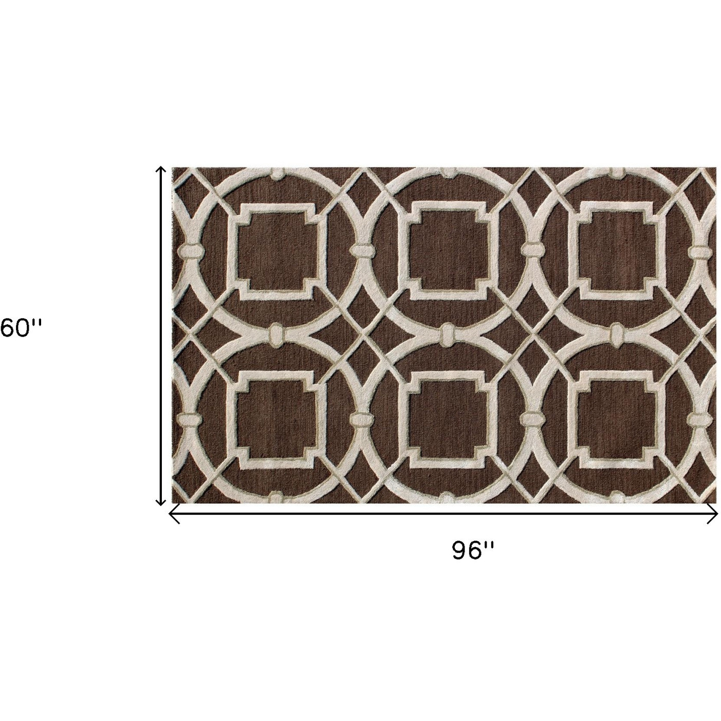 5' X 8' Brown and Ivory Abstract Geometric Hand Tufted Non Skid Area Rug
