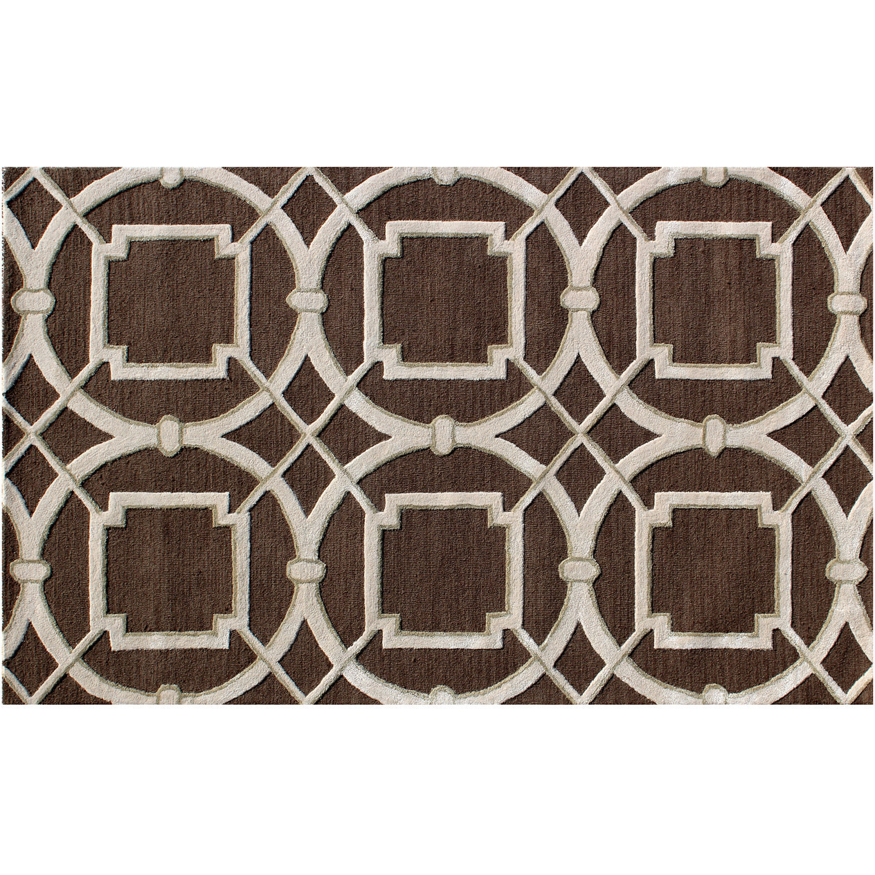 5' X 8' Brown and Ivory Abstract Geometric Hand Tufted Non Skid Area Rug