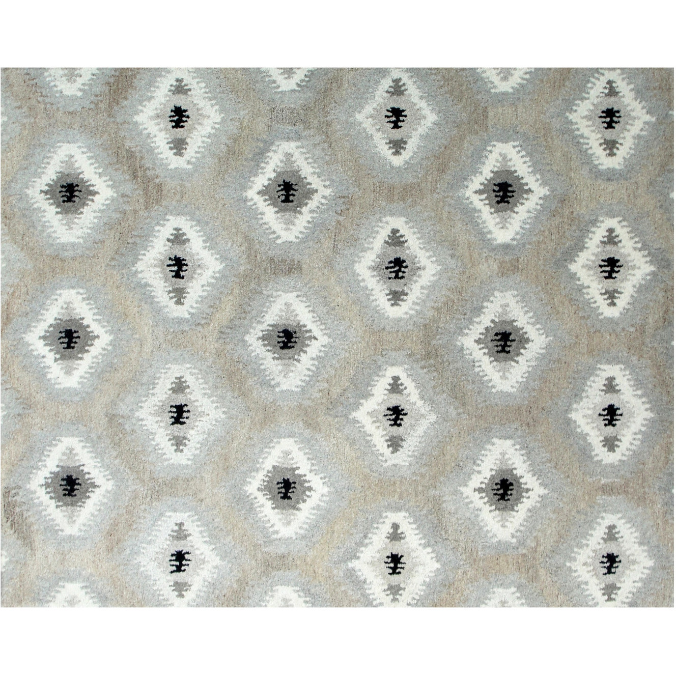 5' X 8' Natural Wool Southwestern Hand Tufted Non Skid Area Rug