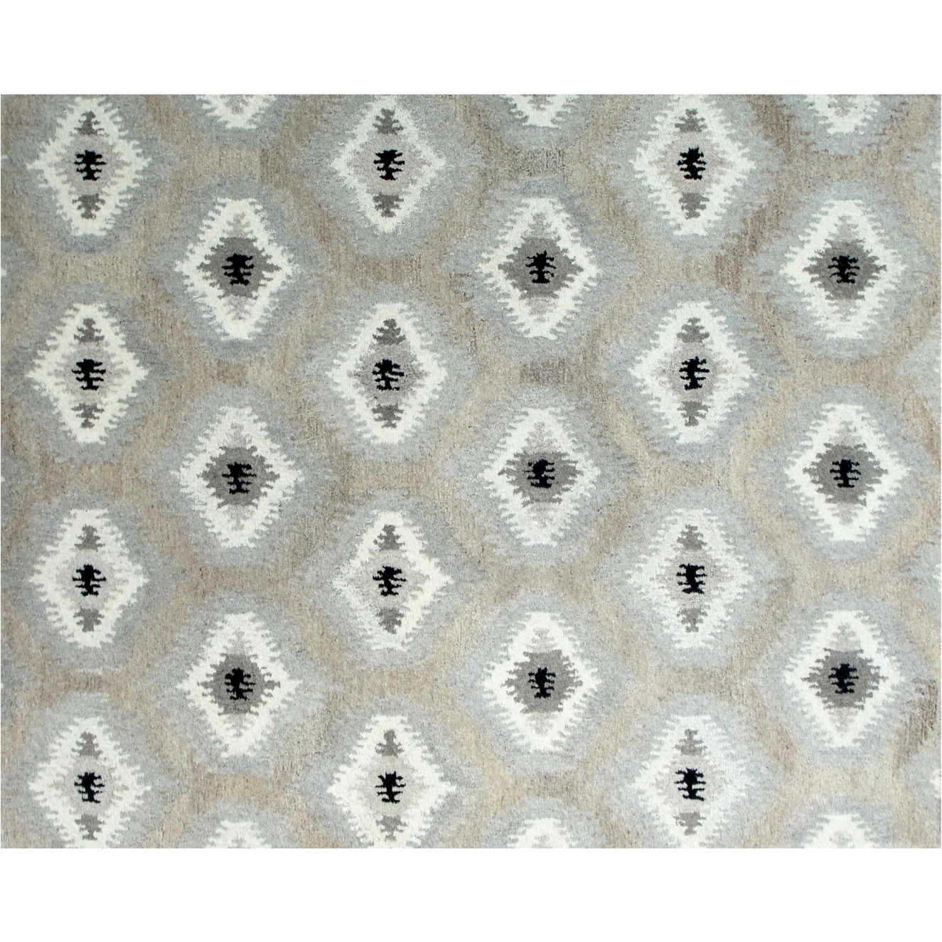 5' X 8' Natural Wool Southwestern Hand Tufted Non Skid Area Rug