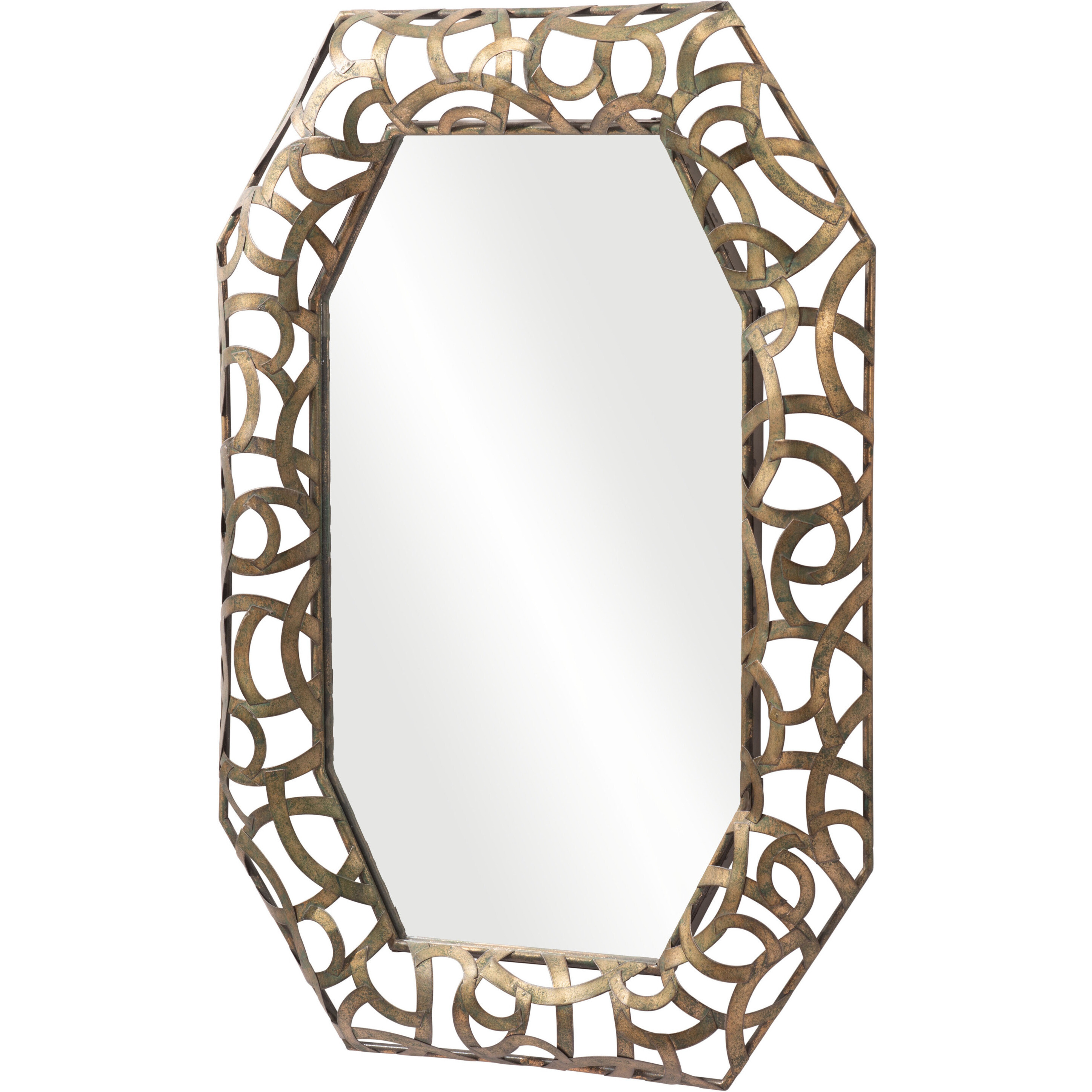 35" Bronze Octagonal Steel Framed Accent Mirror