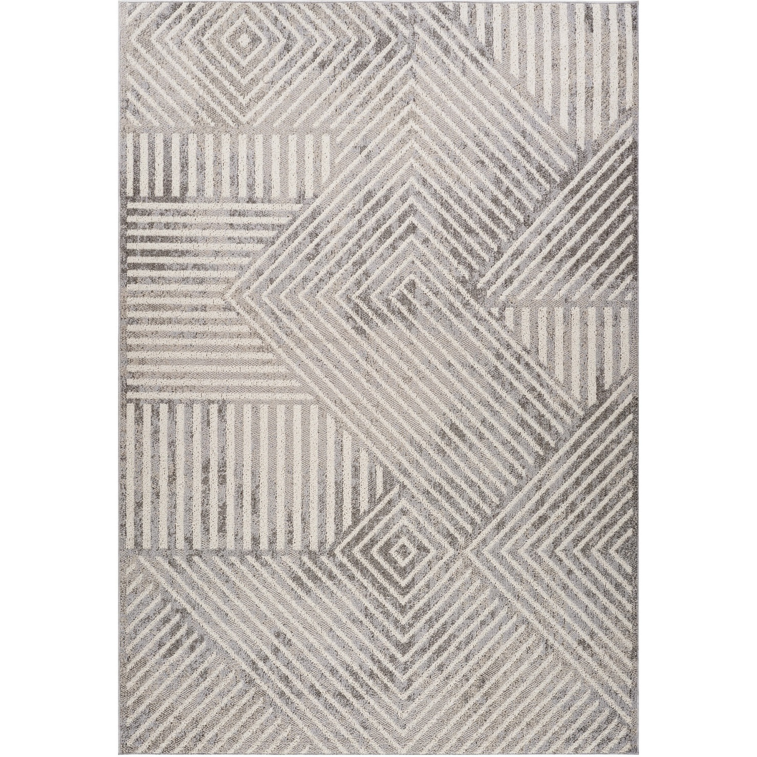 4' X 6' Gray and Beige Abstract Distressed Area Rug