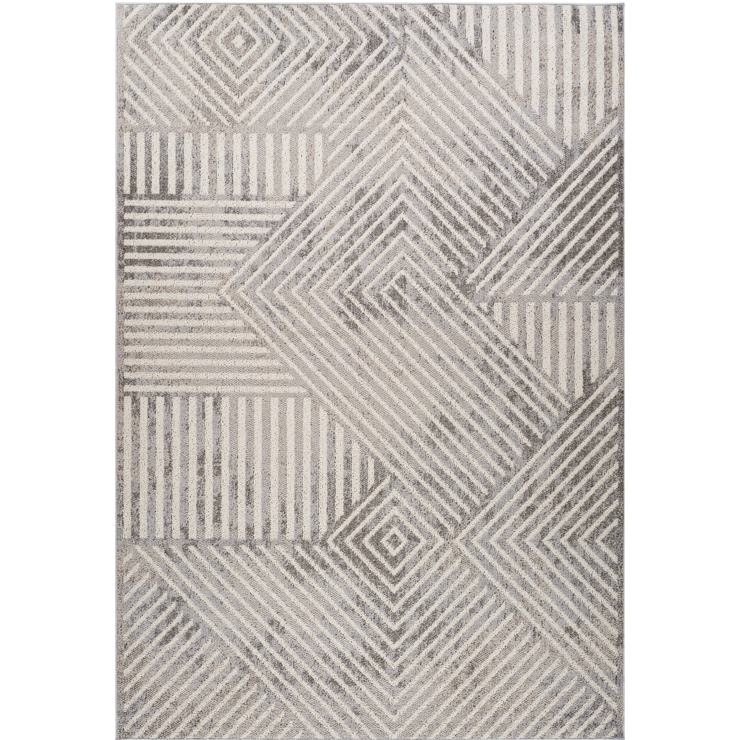 7' X 10' Gray and Beige Abstract Distressed Area Rug