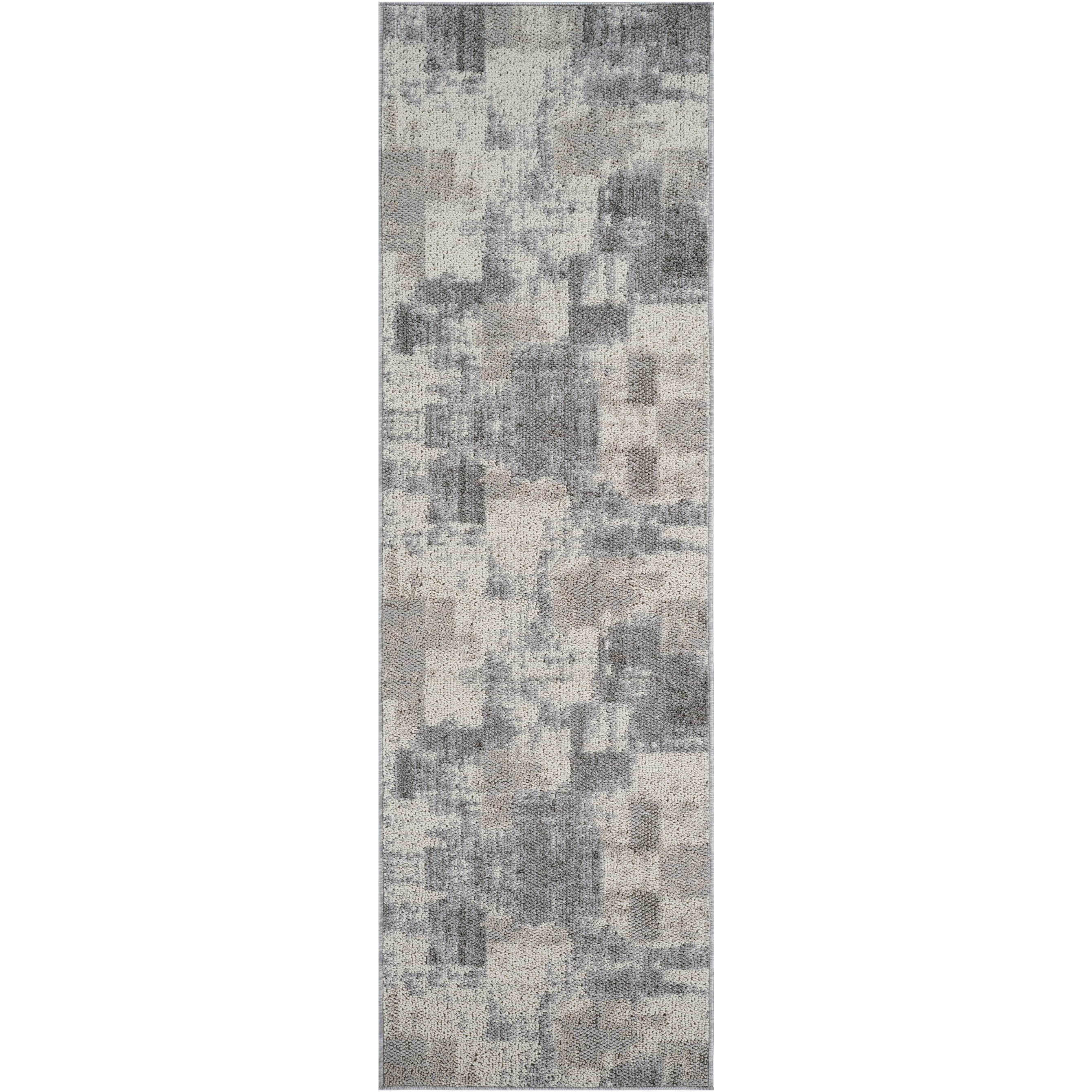 8' Gray and Beige Abstract Distressed Area Rug