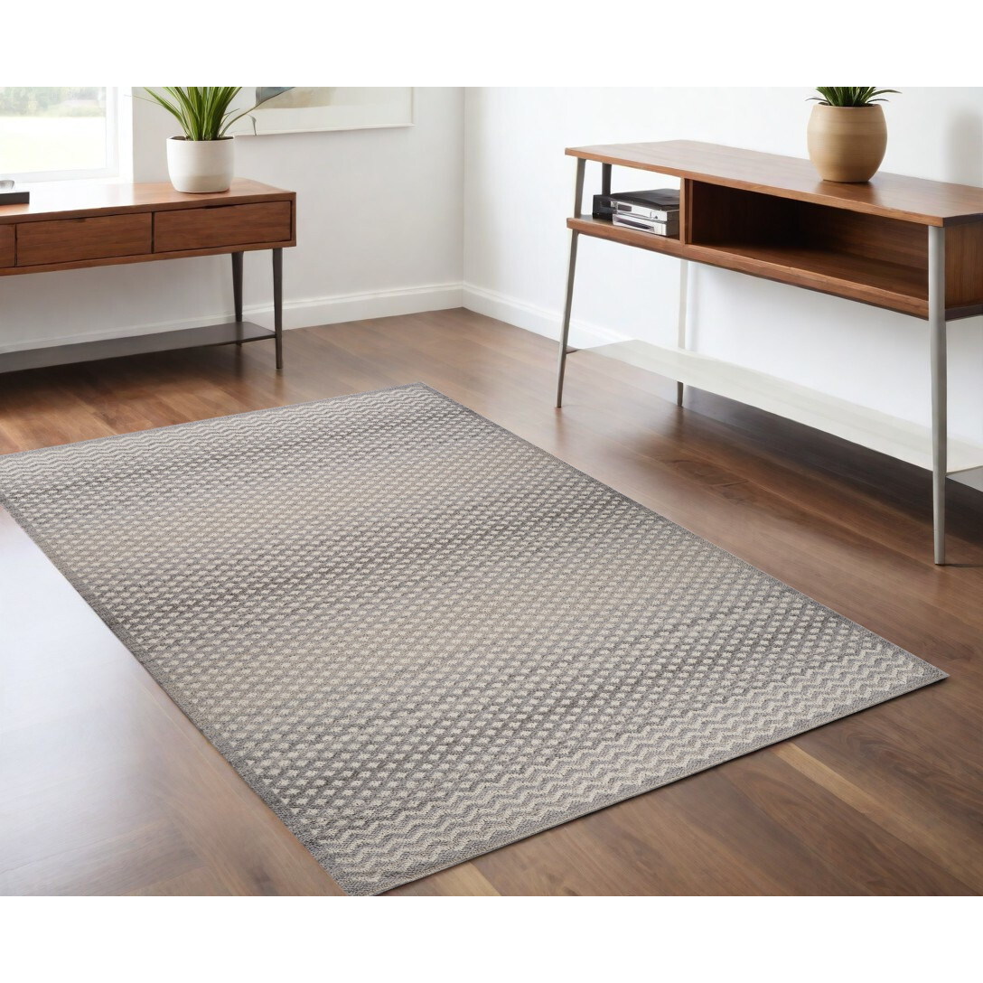 4' X 6' Gray and Beige Moroccan Distressed Area Rug