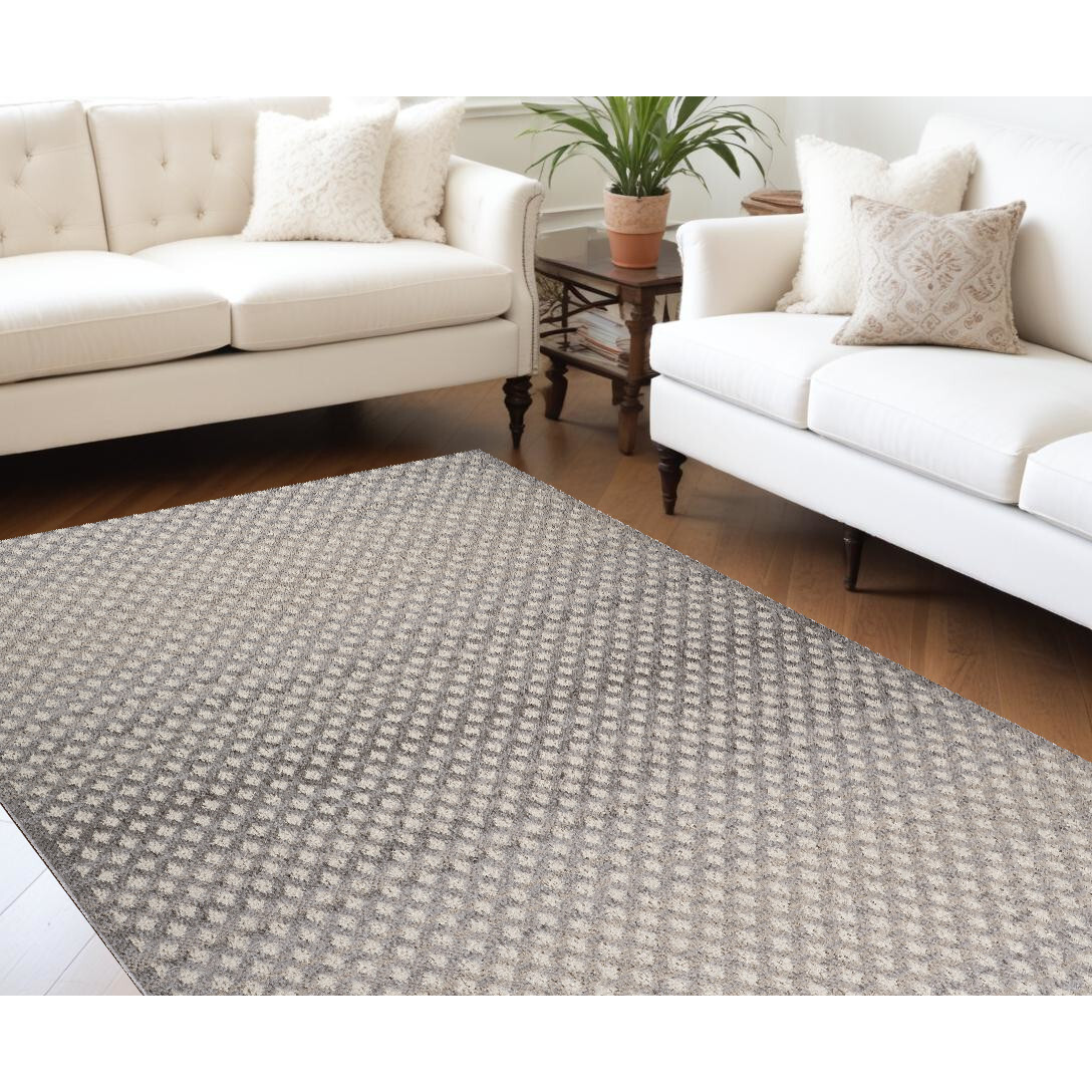 8' X 11' Gray and Beige Moroccan Distressed Area Rug