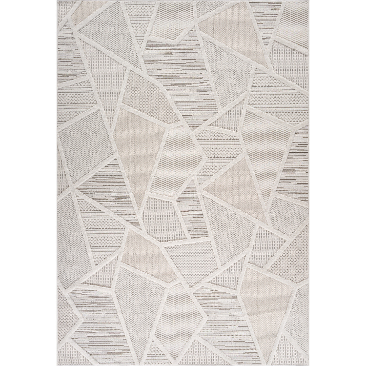 4' X 6' Cream and Beige Geometric Distressed Area Rug