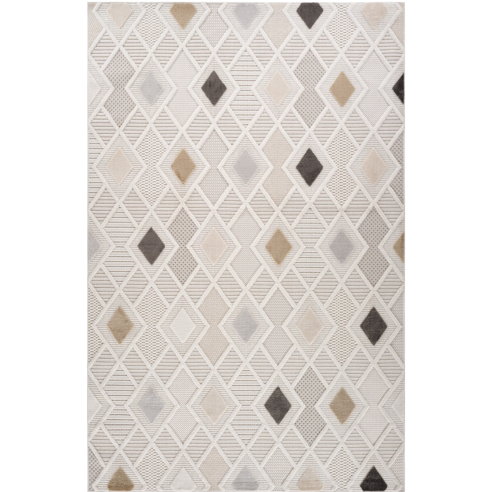 4' X 6' Cream and Beige Abstract Distressed Area Rug