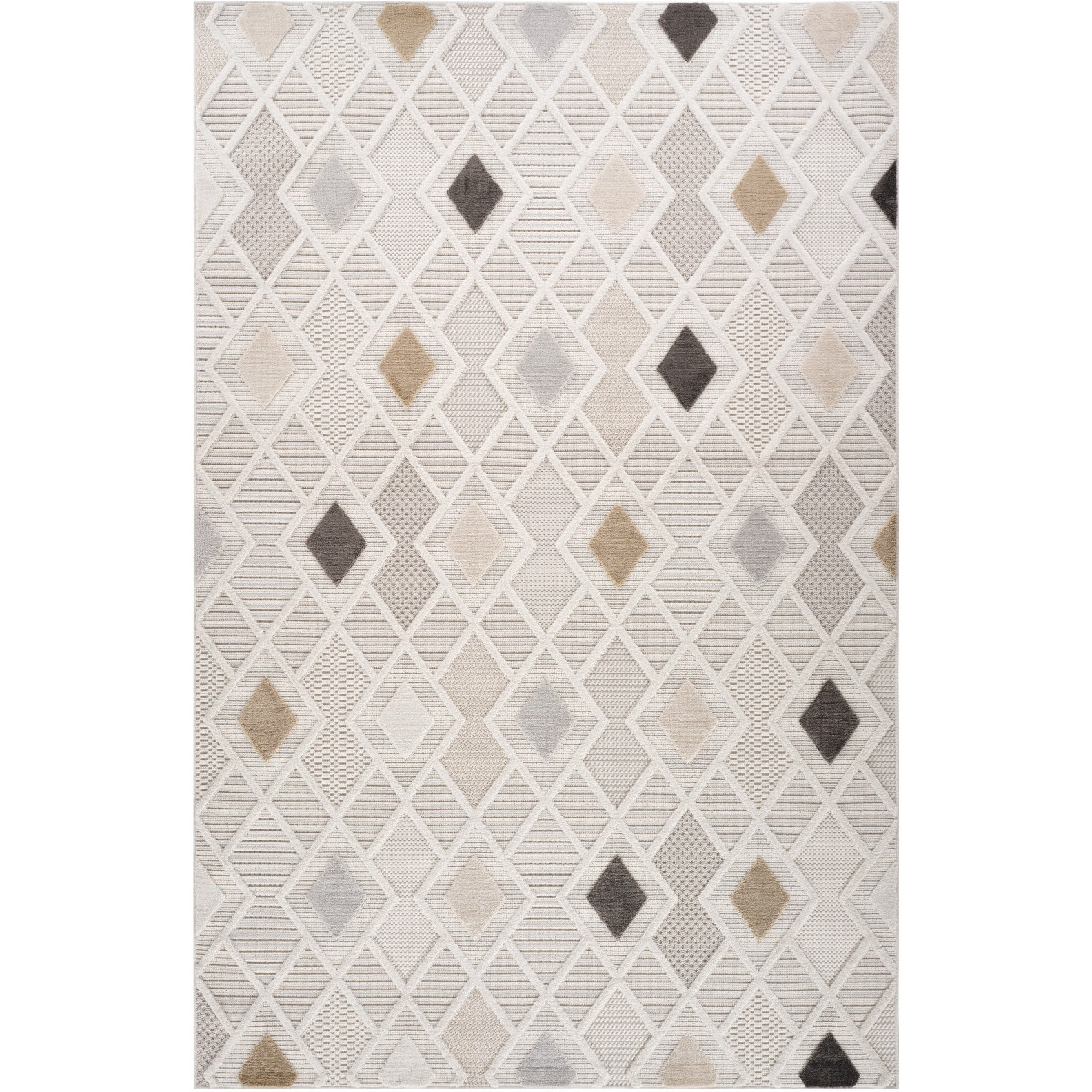 7' X 10' Cream and Beige Abstract Distressed Area Rug
