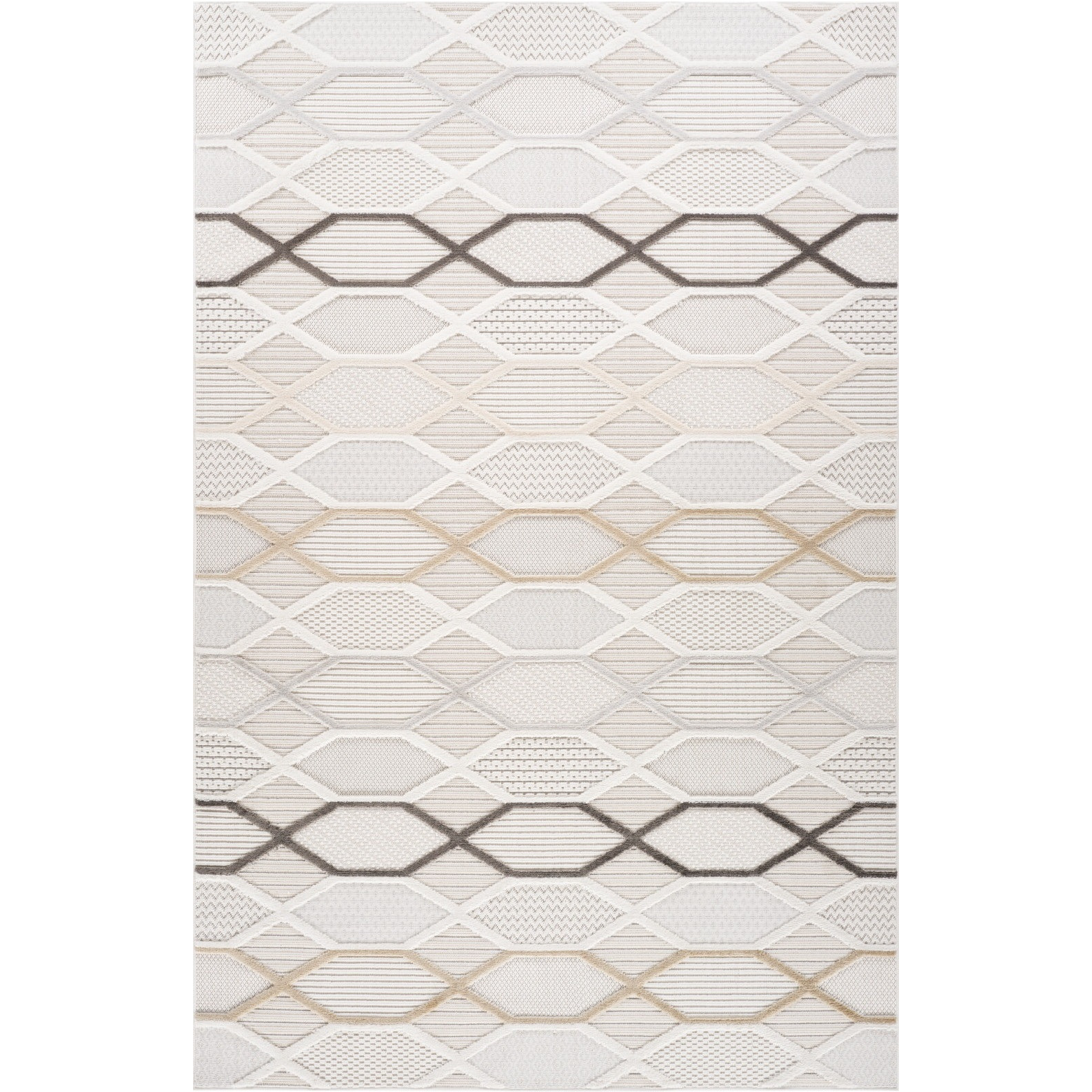 5' X 8' Cream and Beige Abstract Distressed Area Rug