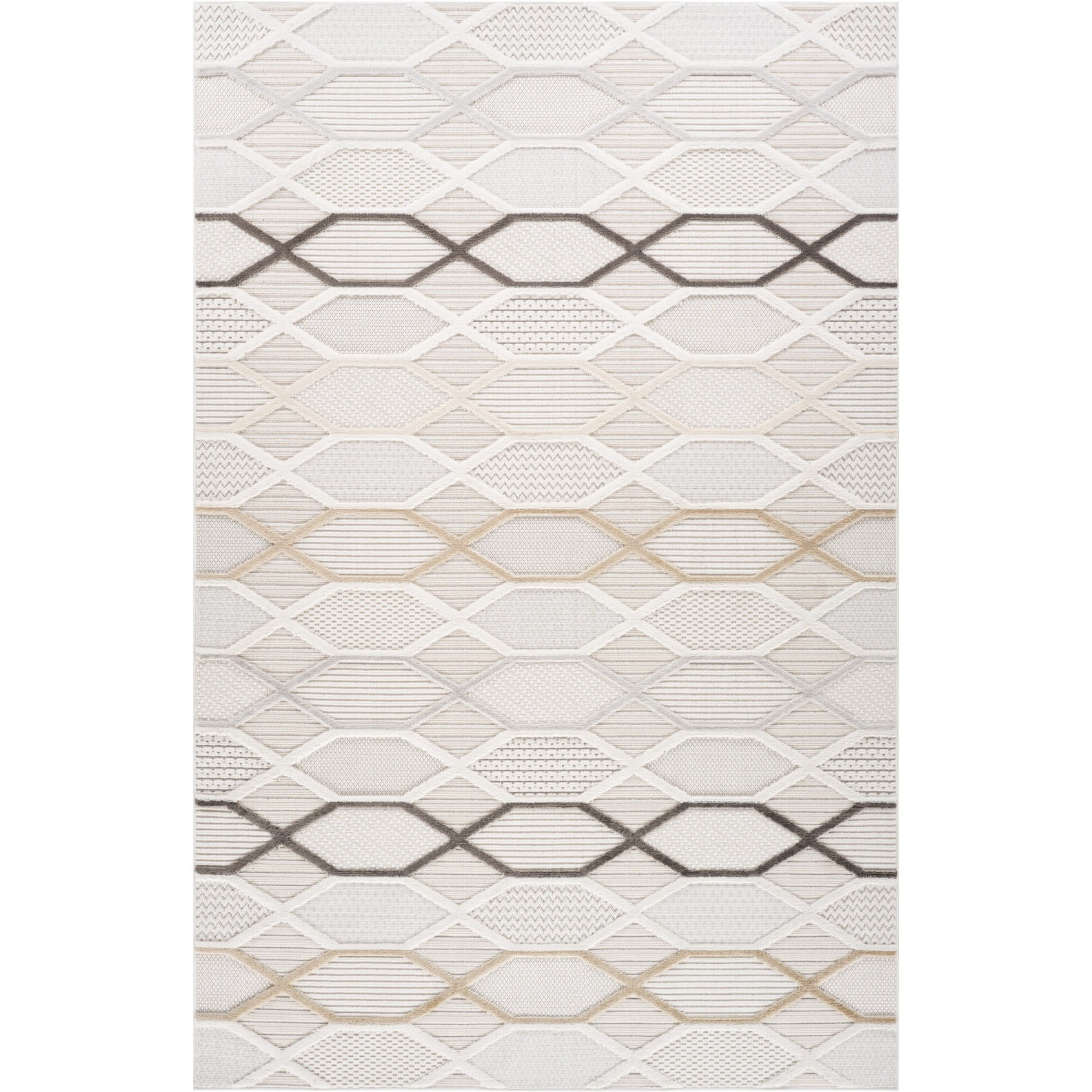 7' X 10' Cream and Beige Abstract Distressed Area Rug