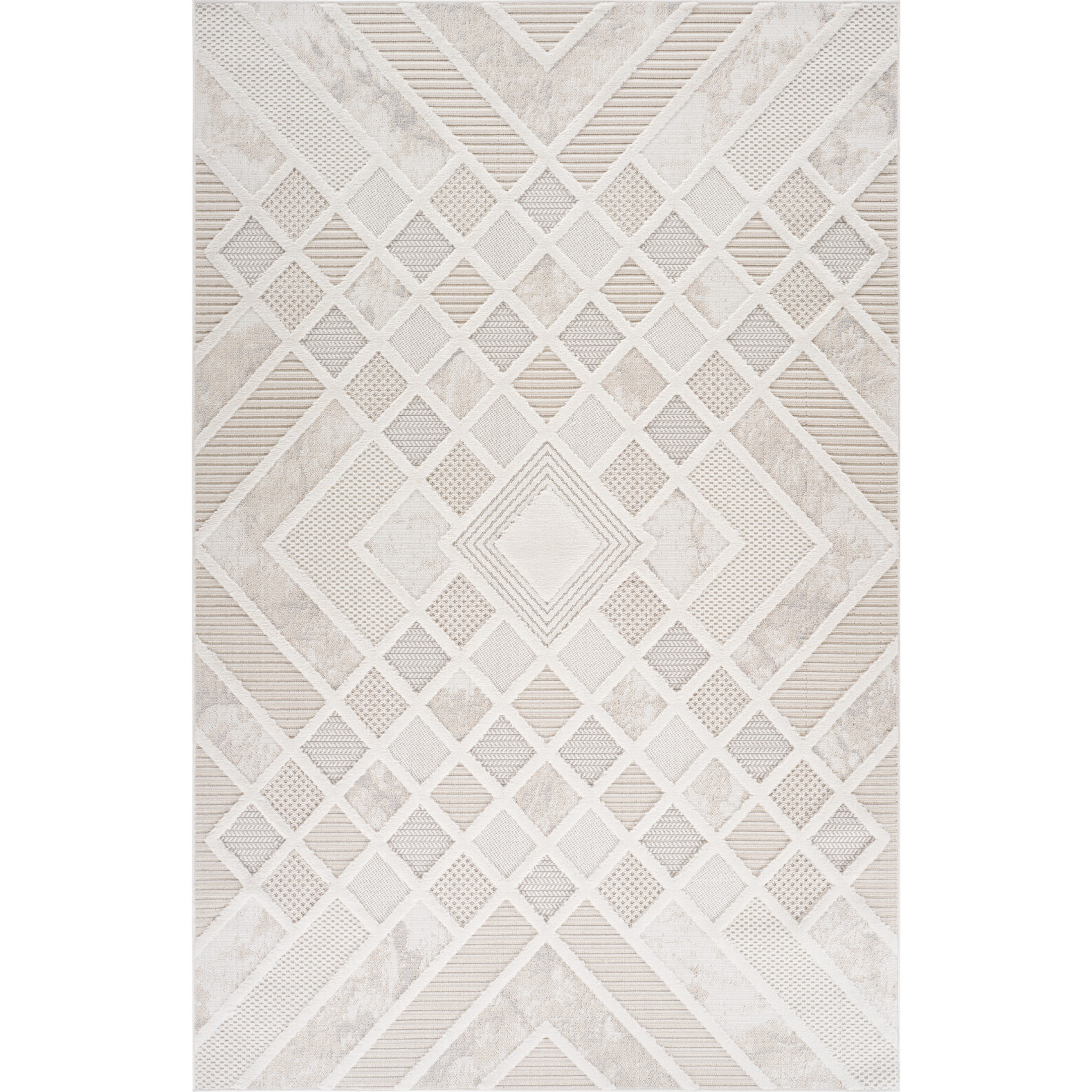7' X 10' Cream and Beige Abstract Distressed Area Rug